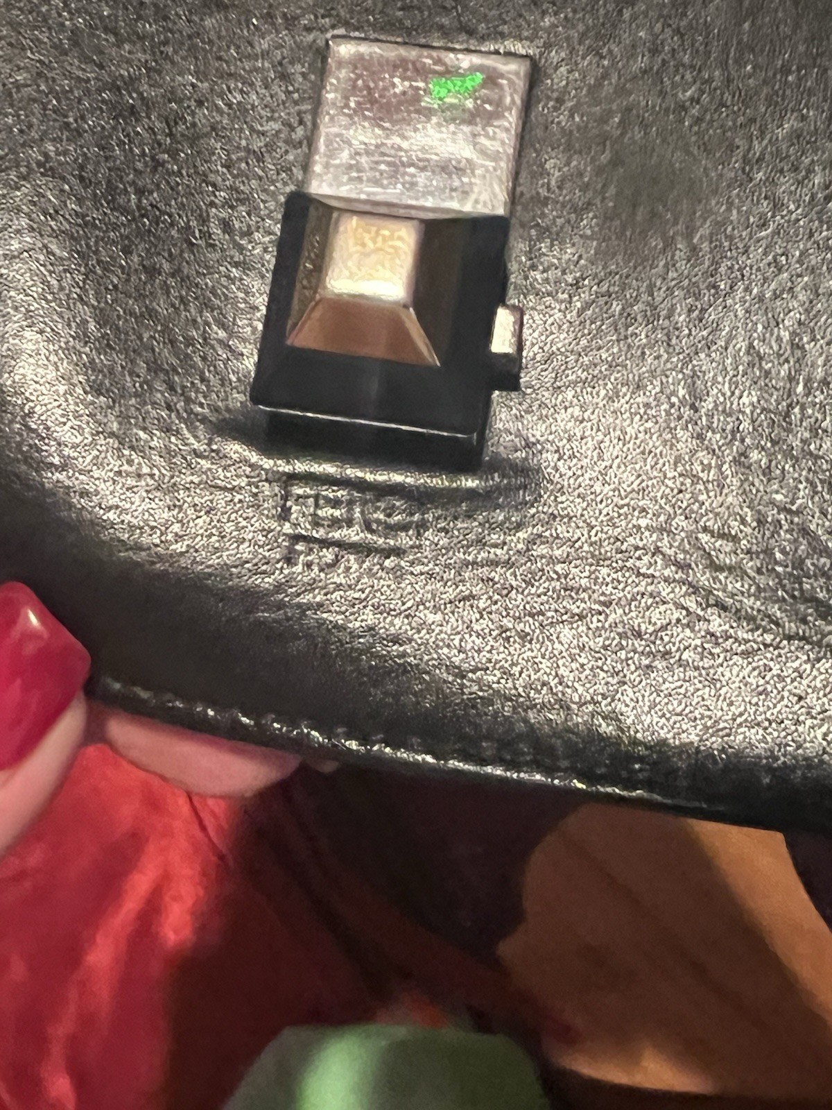 Fendi Kan Black Leather Shoulder Bag Chain Strap Colorblock HW Push Lock Clasp