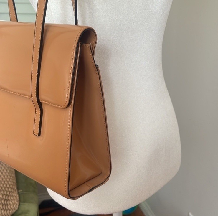 90s Classic Minimal Camel Leather Shoulder Bag