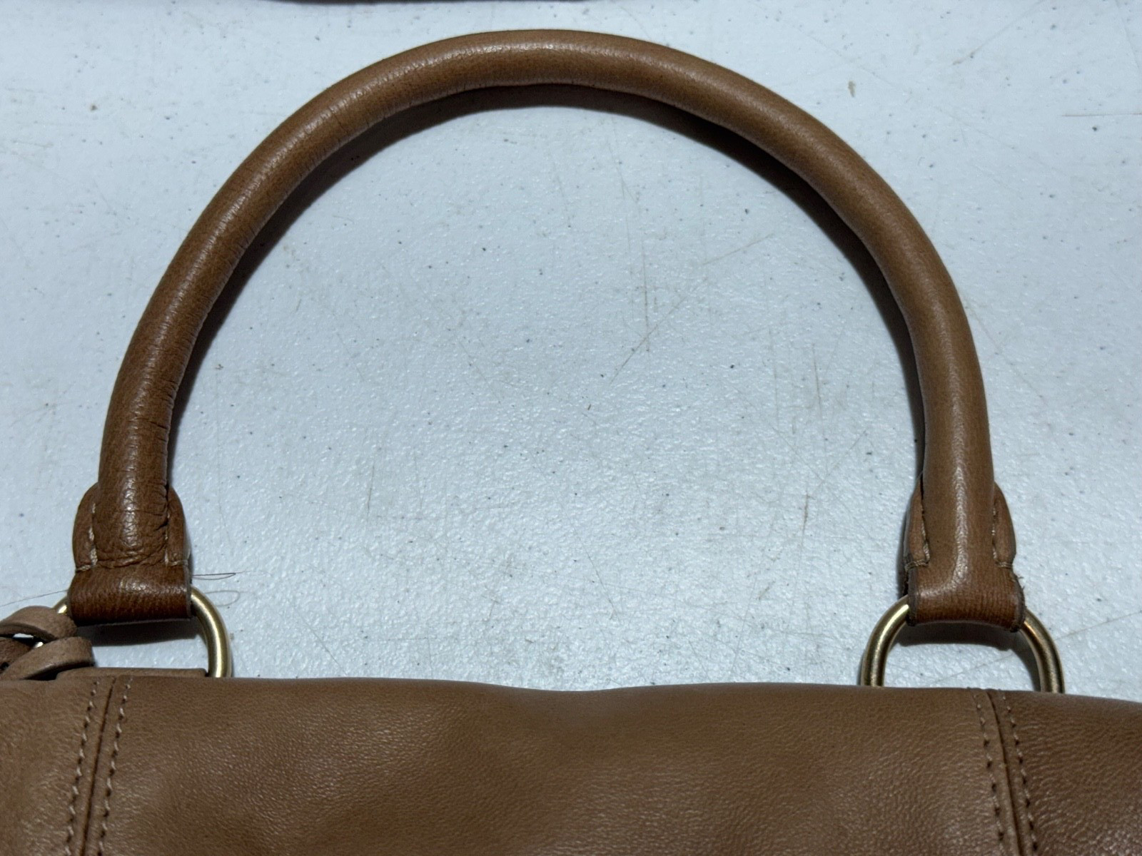 BRUNELLO CUCINELLI GENUINE LEATHER BROWN TAN CROSSBODY SHOULDER PURSE BAG TOTE