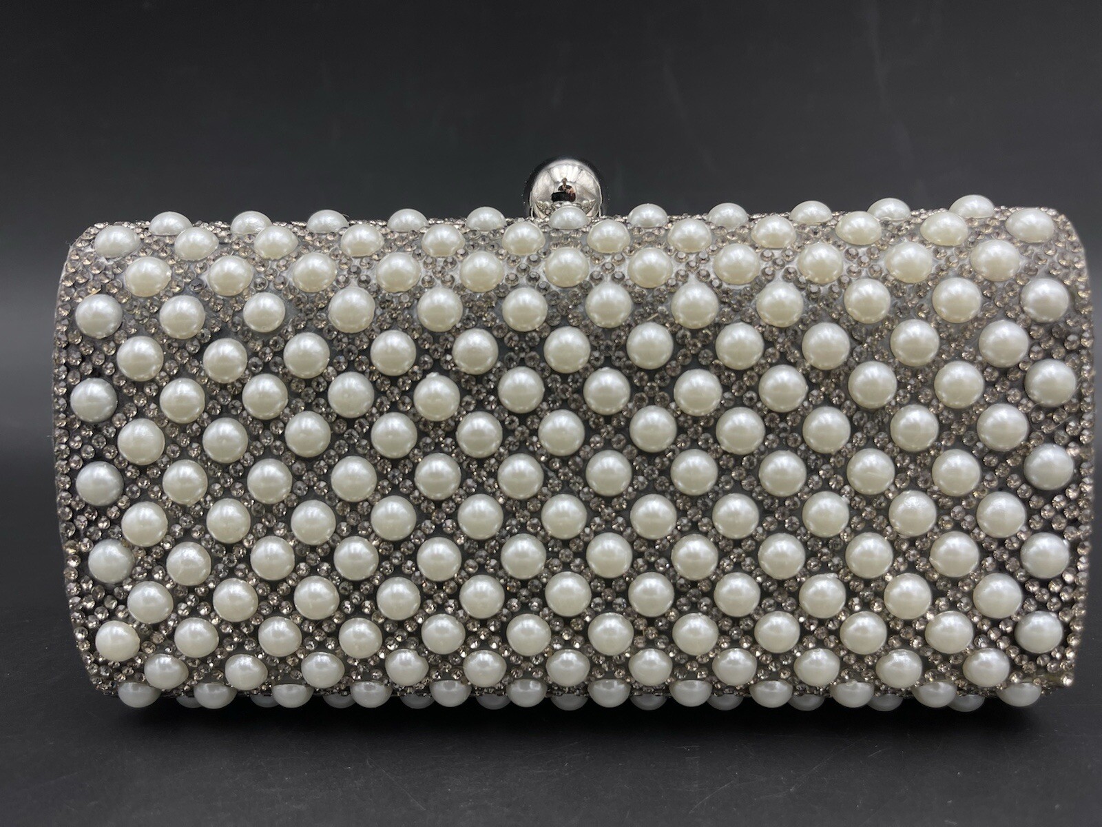 Black Faux Pearls/Rhinestones Evening Clutch Party Cocktail Wedding Clutch