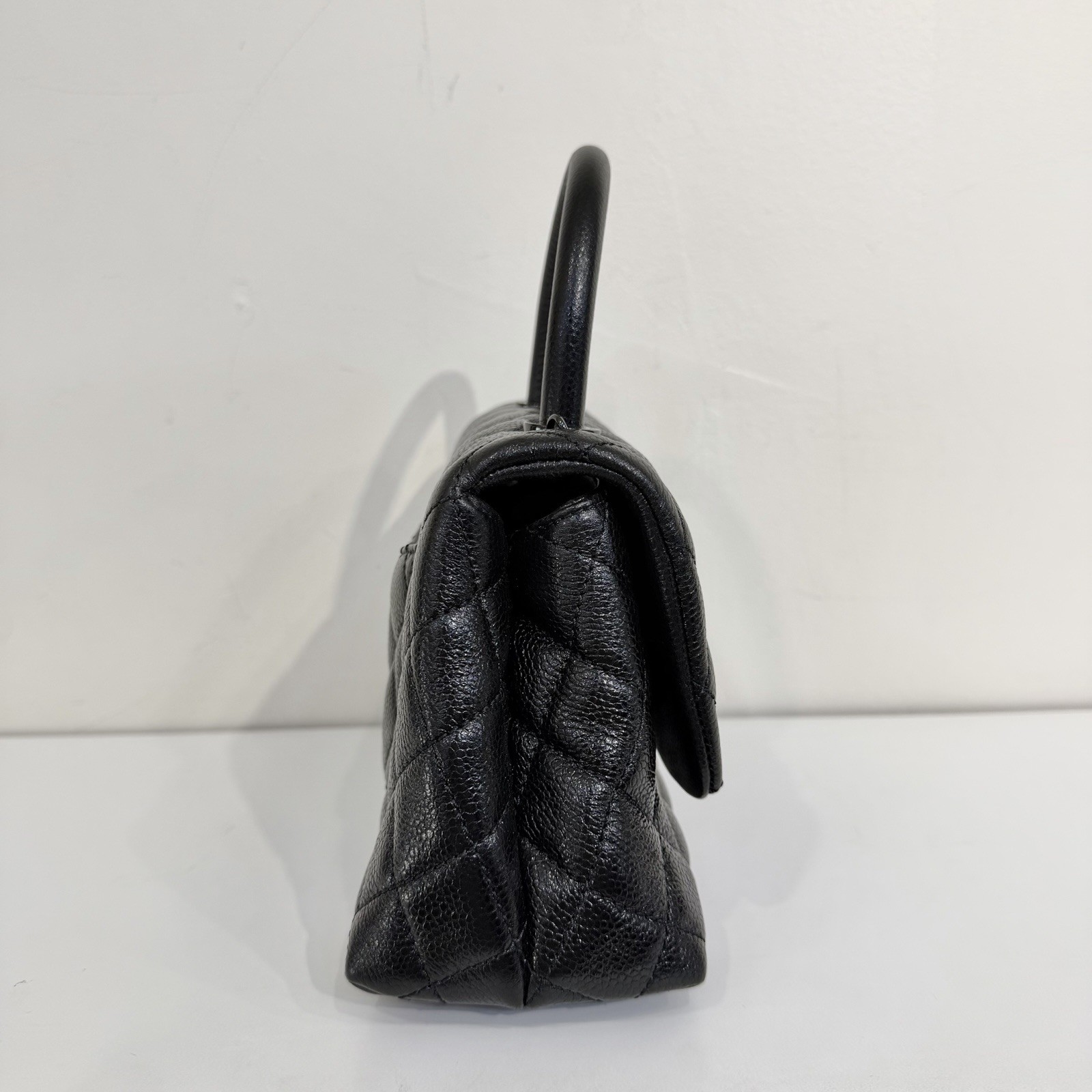 Chanel So Black Coco Top Handle Bag Quilted Caviar Leather Mini