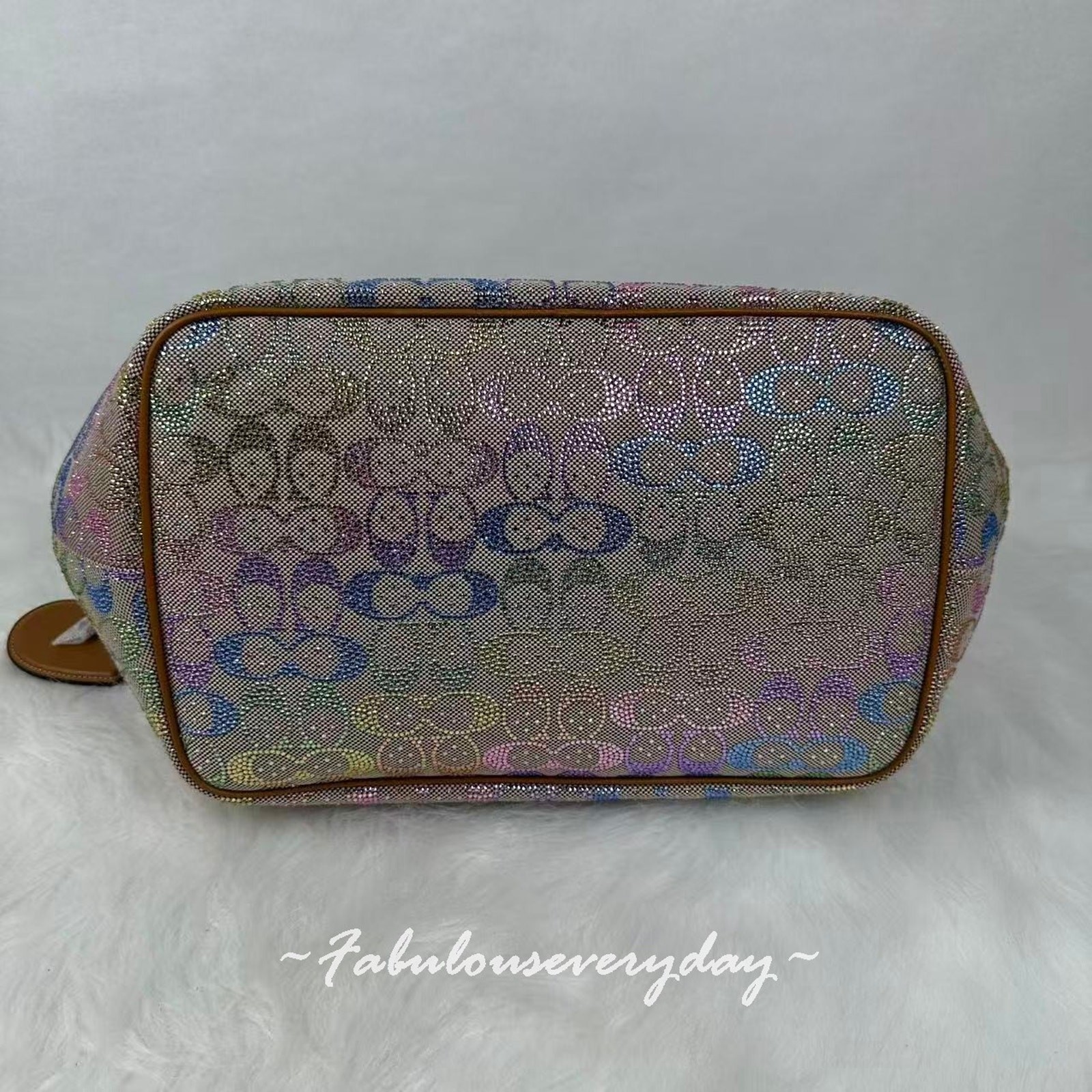 Coach Large Kisslock Frame Bag In Crystal Signature Jacquard Brass/Rainbow CCX15