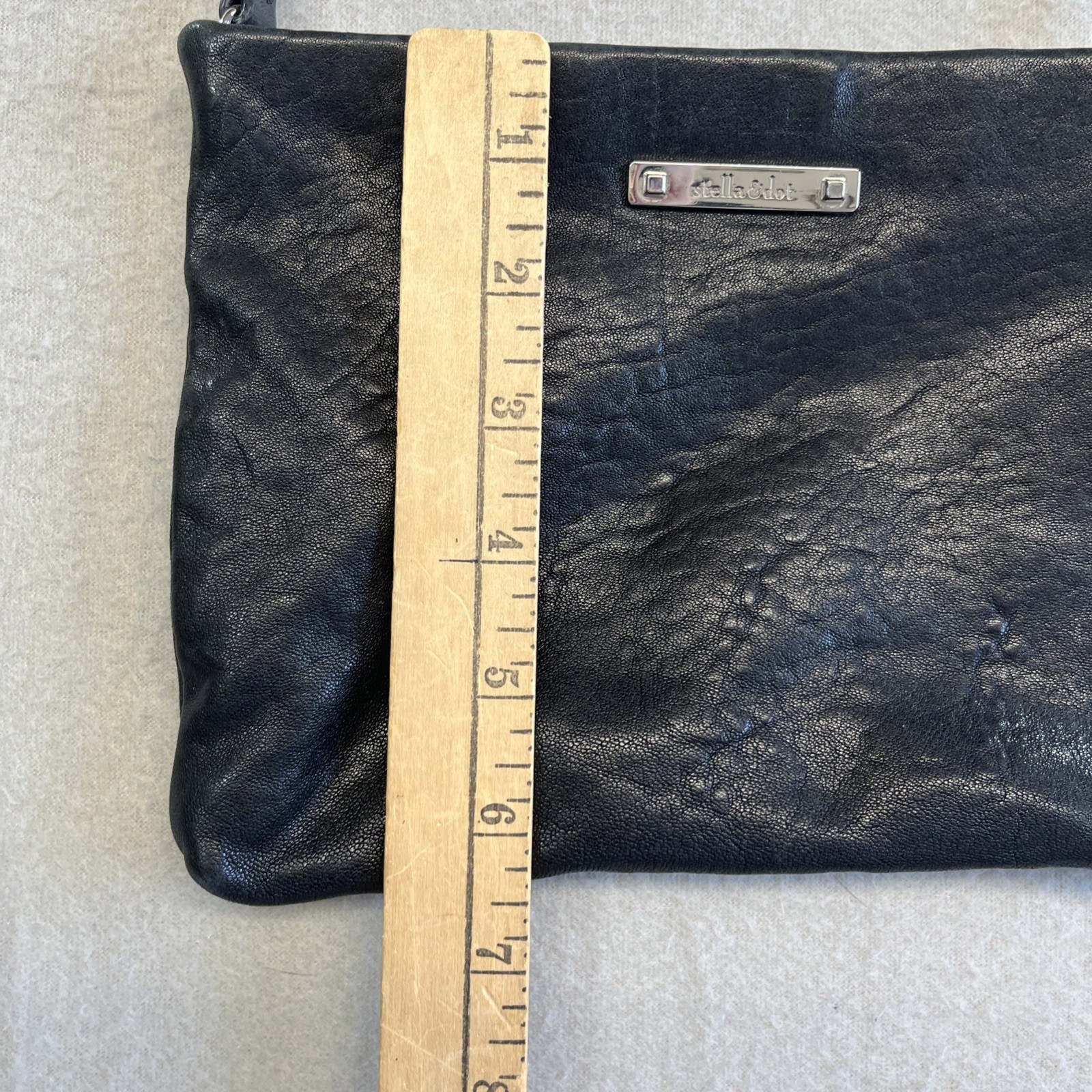 Stella & Dot Waverly Purse Black Lambskin Crossbody Shoulder Clutch Purse