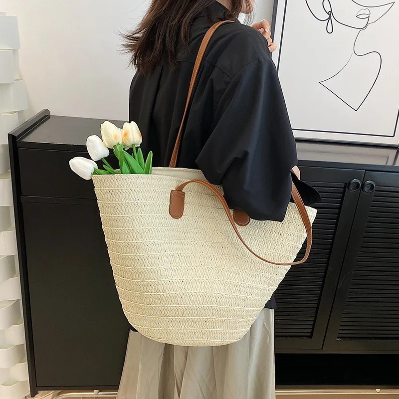 Women’s Straw Woven Beach Tote Bag Large Capacity Shoulder Handbag Summer Shoppe