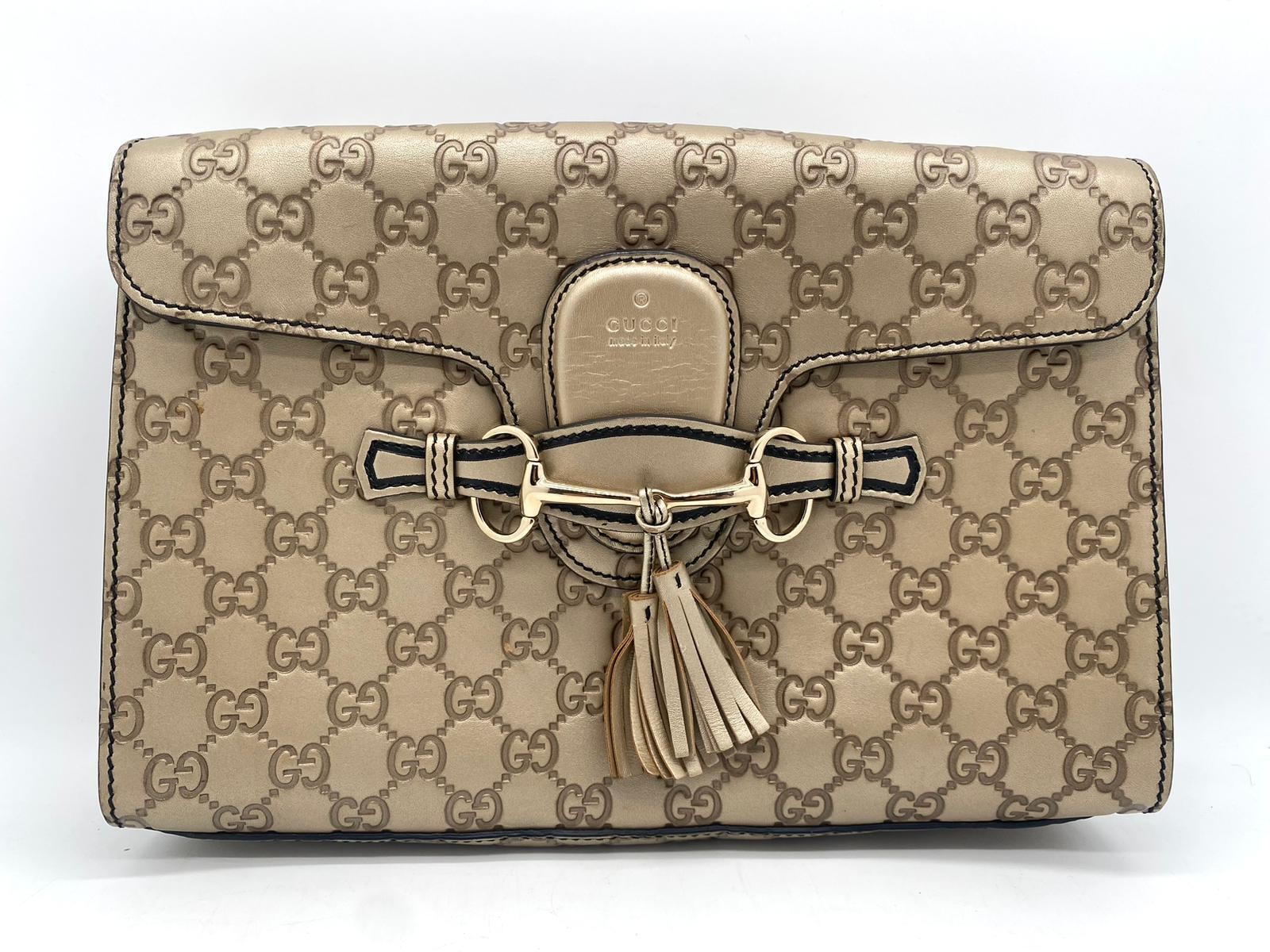 Gucci Gold Guccissima Leather Medium Emily Chain Shoulder Bag