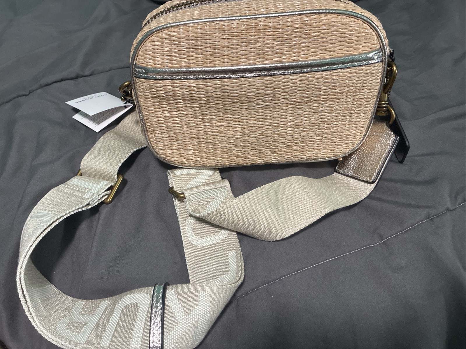 Kurt Geiger London Chiswick Faux Raffia Camera Bag Straw 7-3/4 X 5-1/4 X 2-1/2in