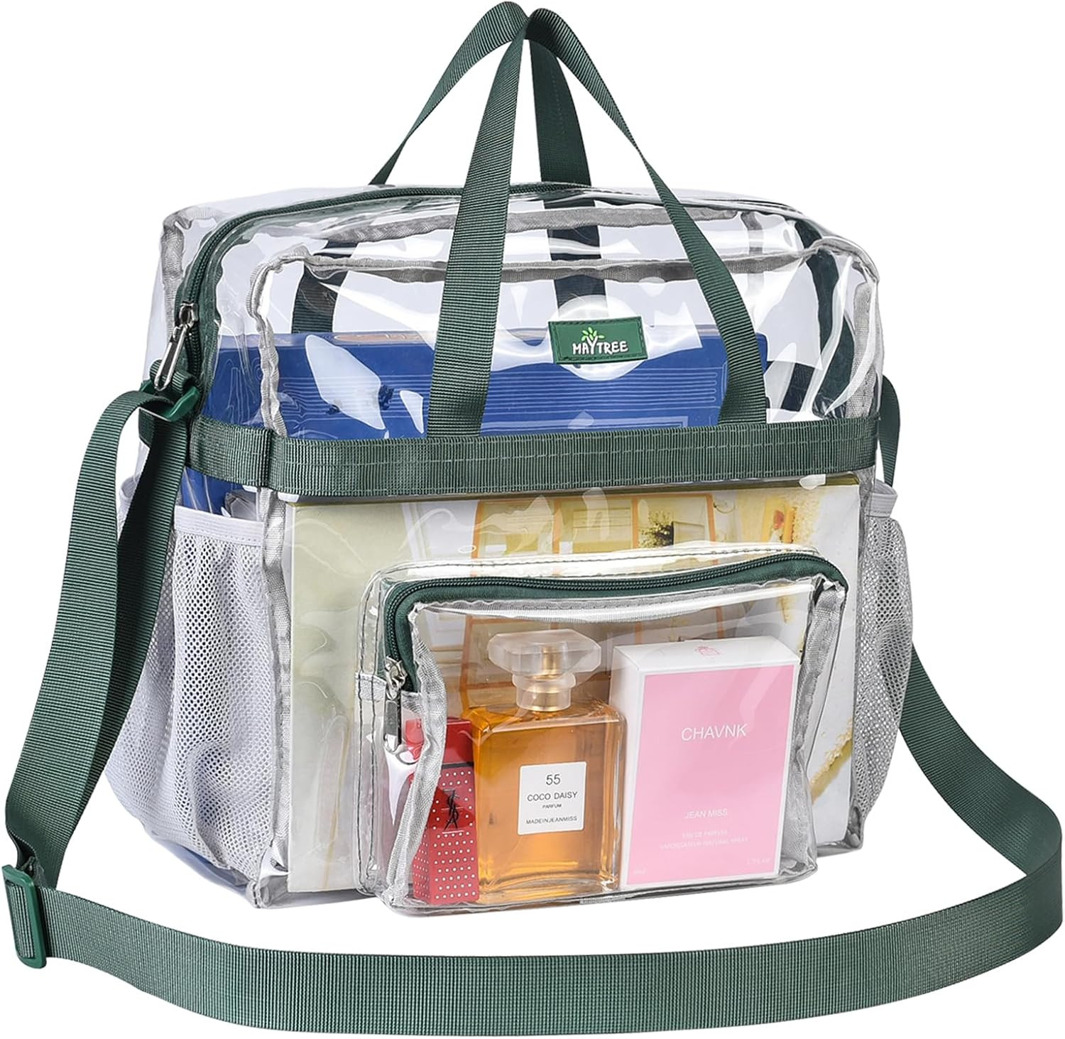 Clear Bag for Stadium Events 12×6×12 Clear Tote Lunch Bag with Reinforced Straps
