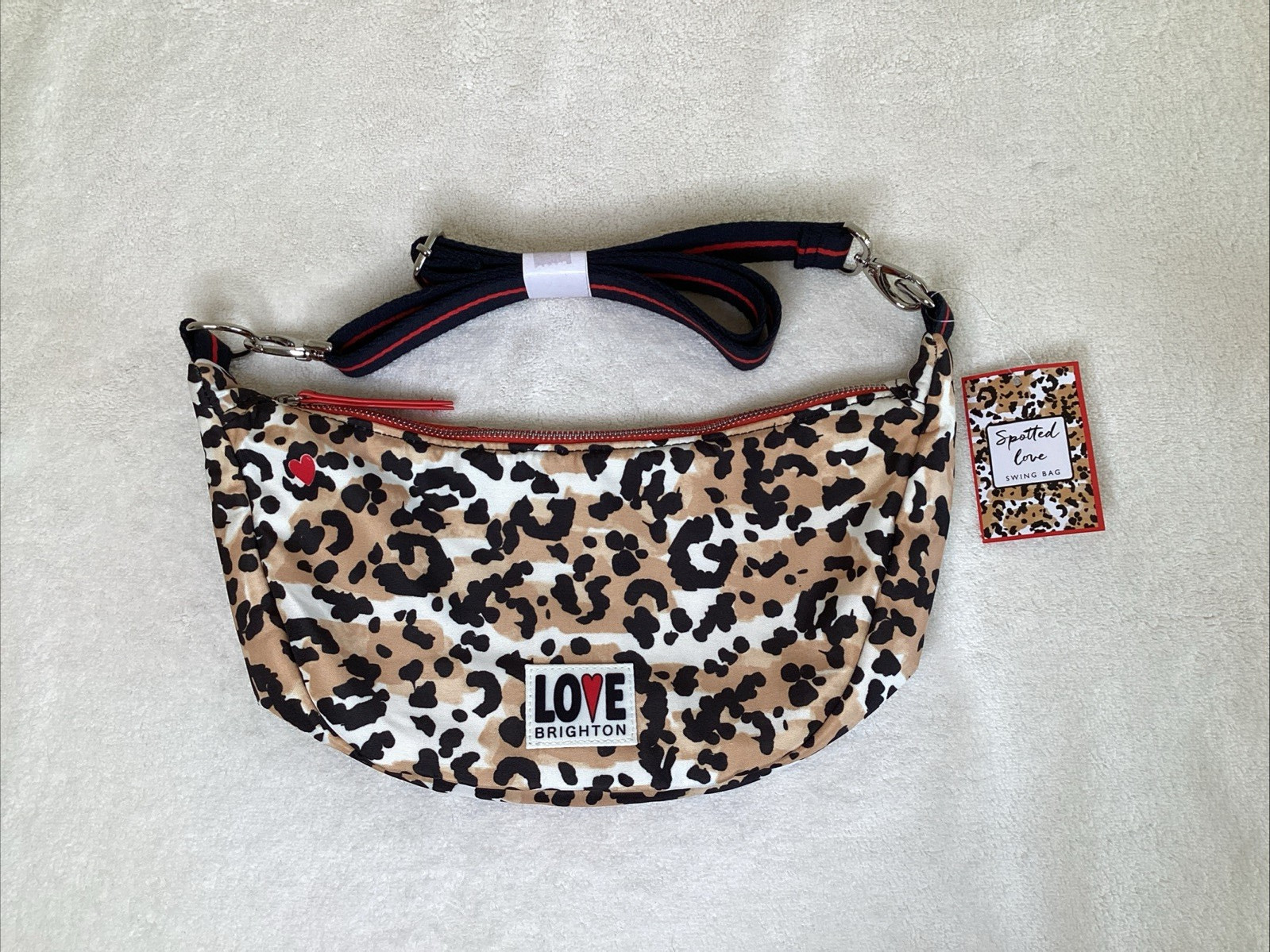 Brighton Spotted Love Swing Bag Leopard Print Crossbody Adjustable Strap NWT