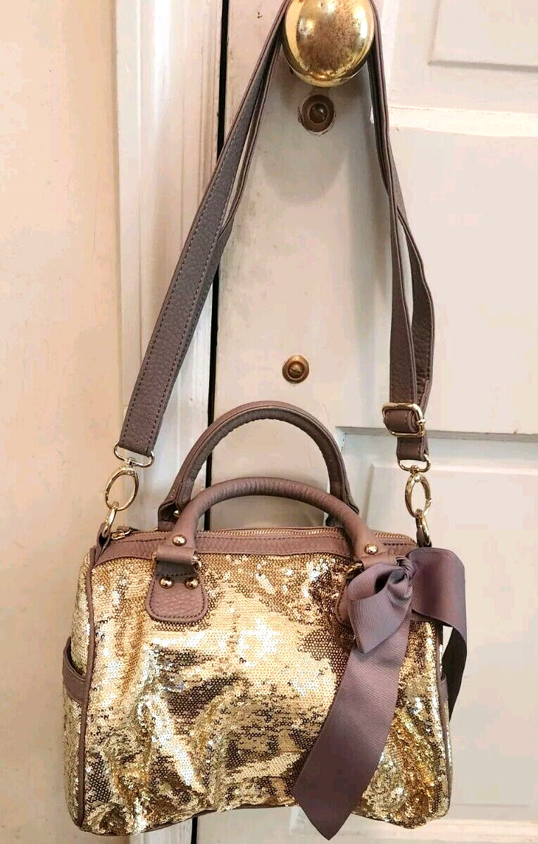 New STEVE MADDEN Gold Sequin Purse Bag Handbag w Bow Disney World Unused