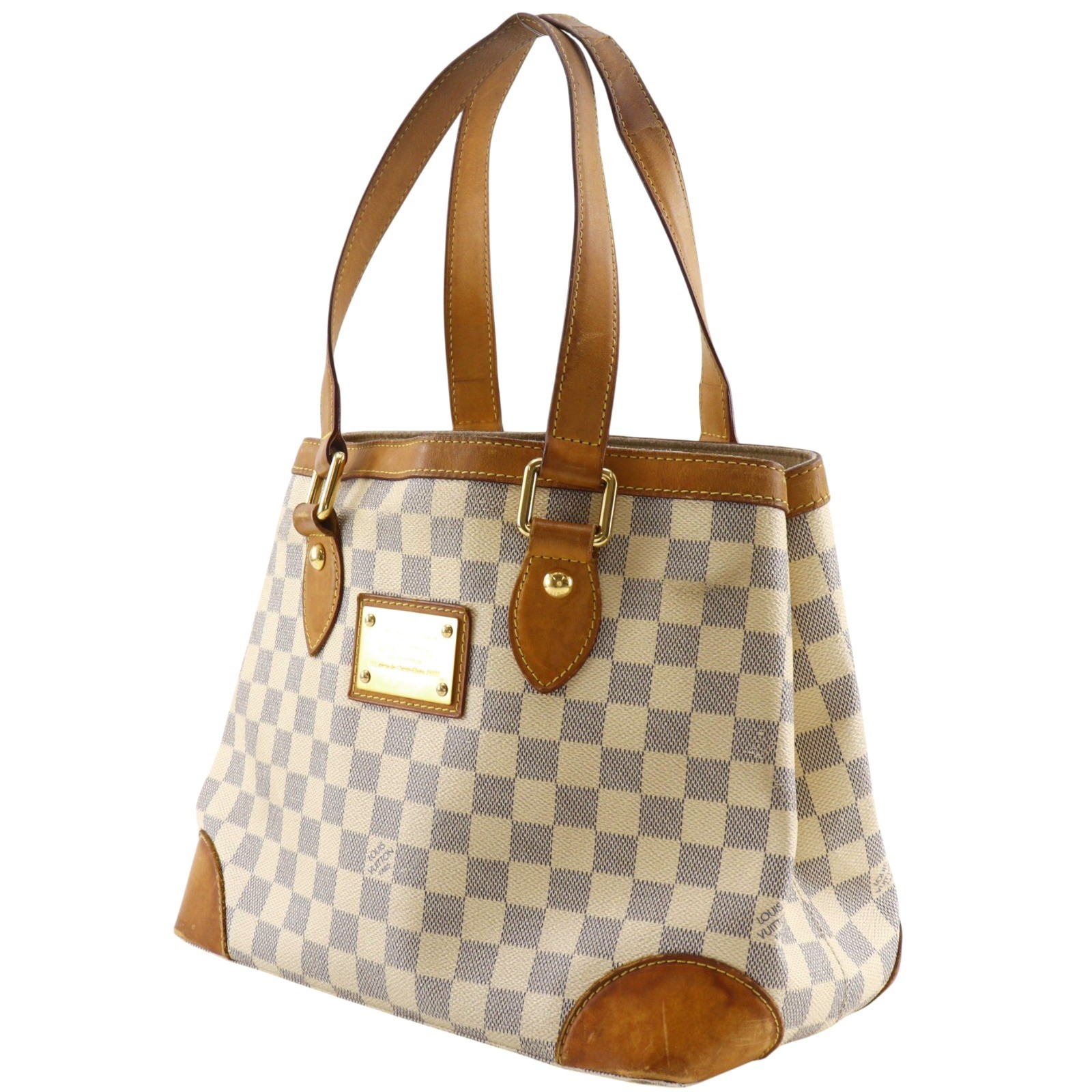 LOUIS VUITTON Hampstead PM Tote Bag N51207 White Damier Azur Canvas Women