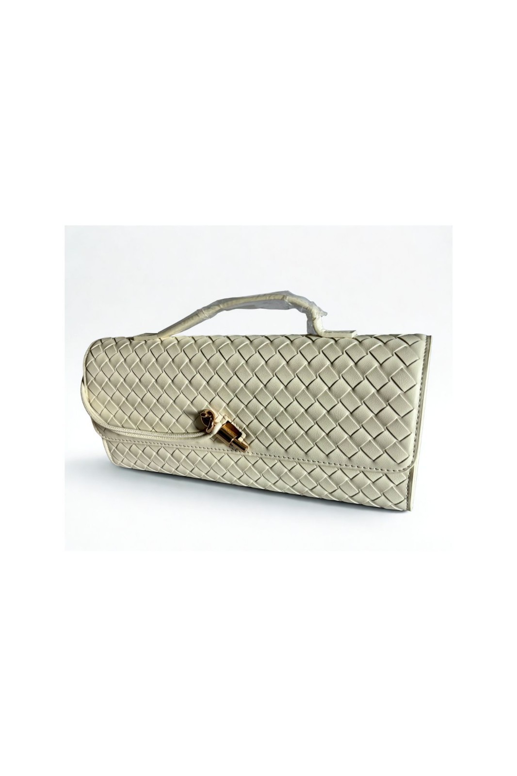 Few Moda Theia Bag Cream Woven Vegan Leather Gold F26BG001 Sold Out