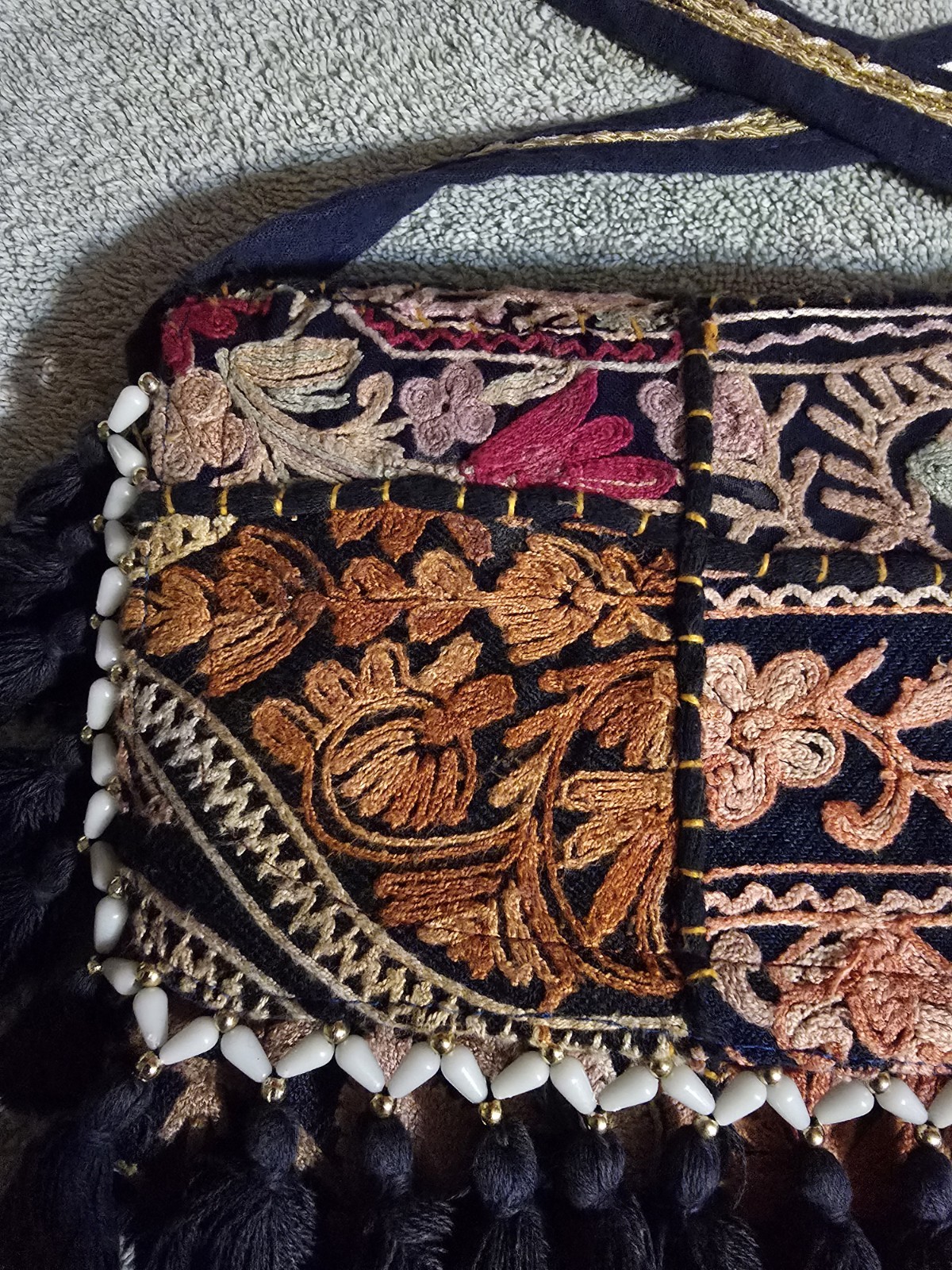 Vintage Unique Embroidered Crossbody Floral Bag Hand Stiched Super Clean