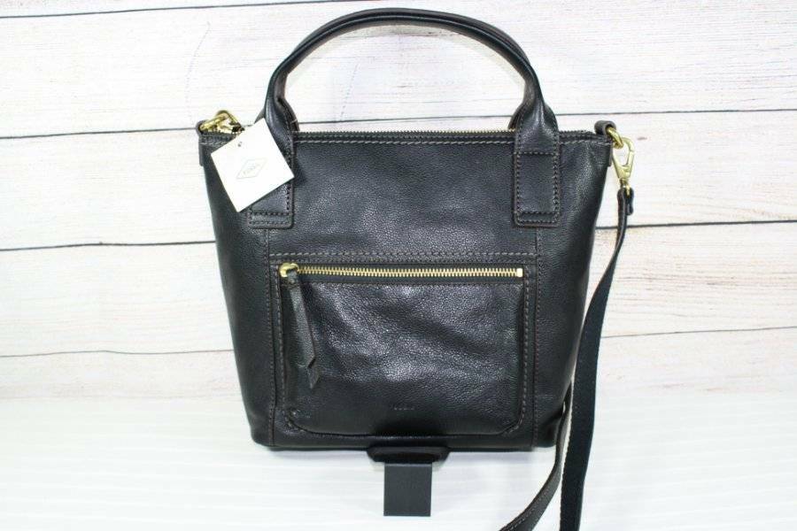 Fossil Audelia Black Leather Satchel/Croosbody SHB2167001 NWT