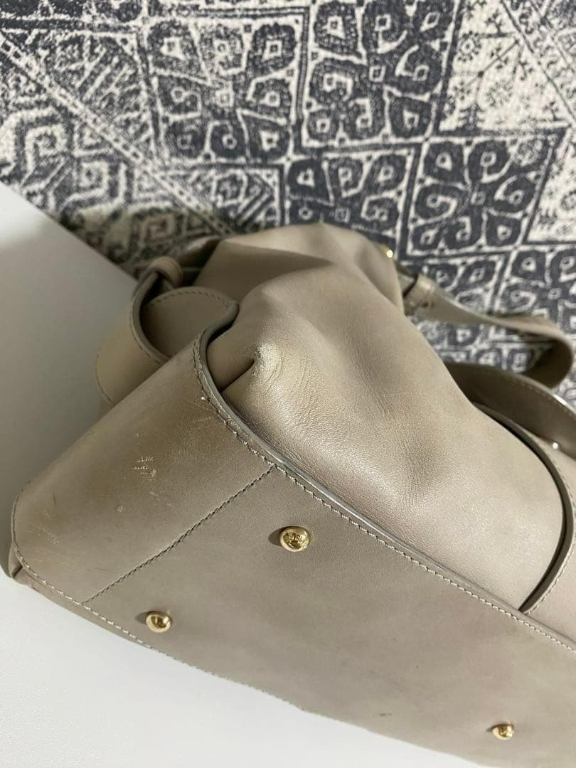 Giorgio Armani Shoulder Hobo Bag Purse Leather in Gray USED Good Condition