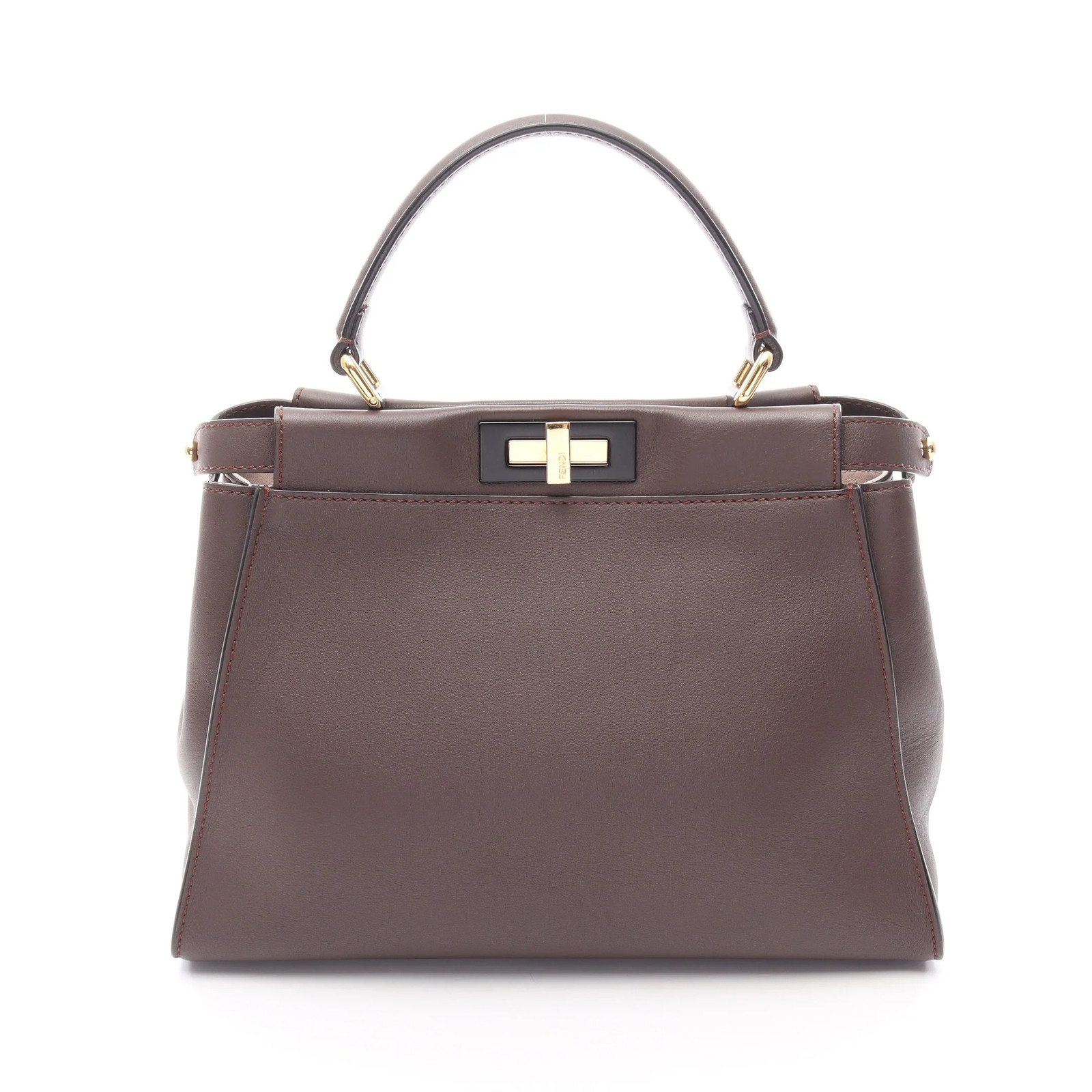 Fendi Peekaboo Handbag Brown Leather #RCB10076