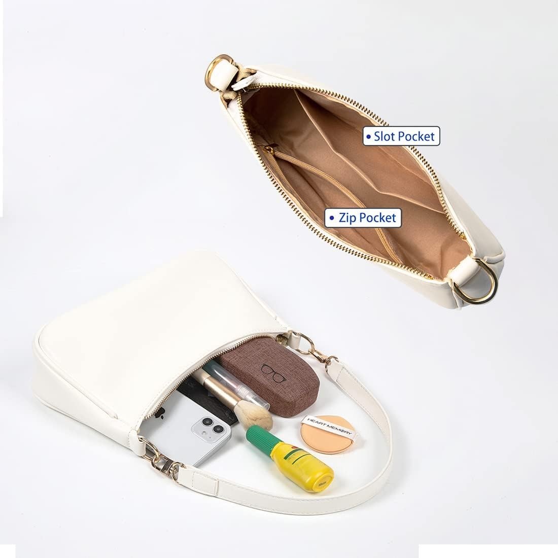 Chic White Clutch Tote Handbag with Removable Straps – Versatile Crossbody Style