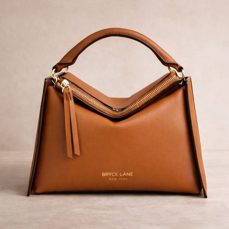 Brown Leather Handbag, Luxury Designer Purse with Gold Hardware, Gift for Her