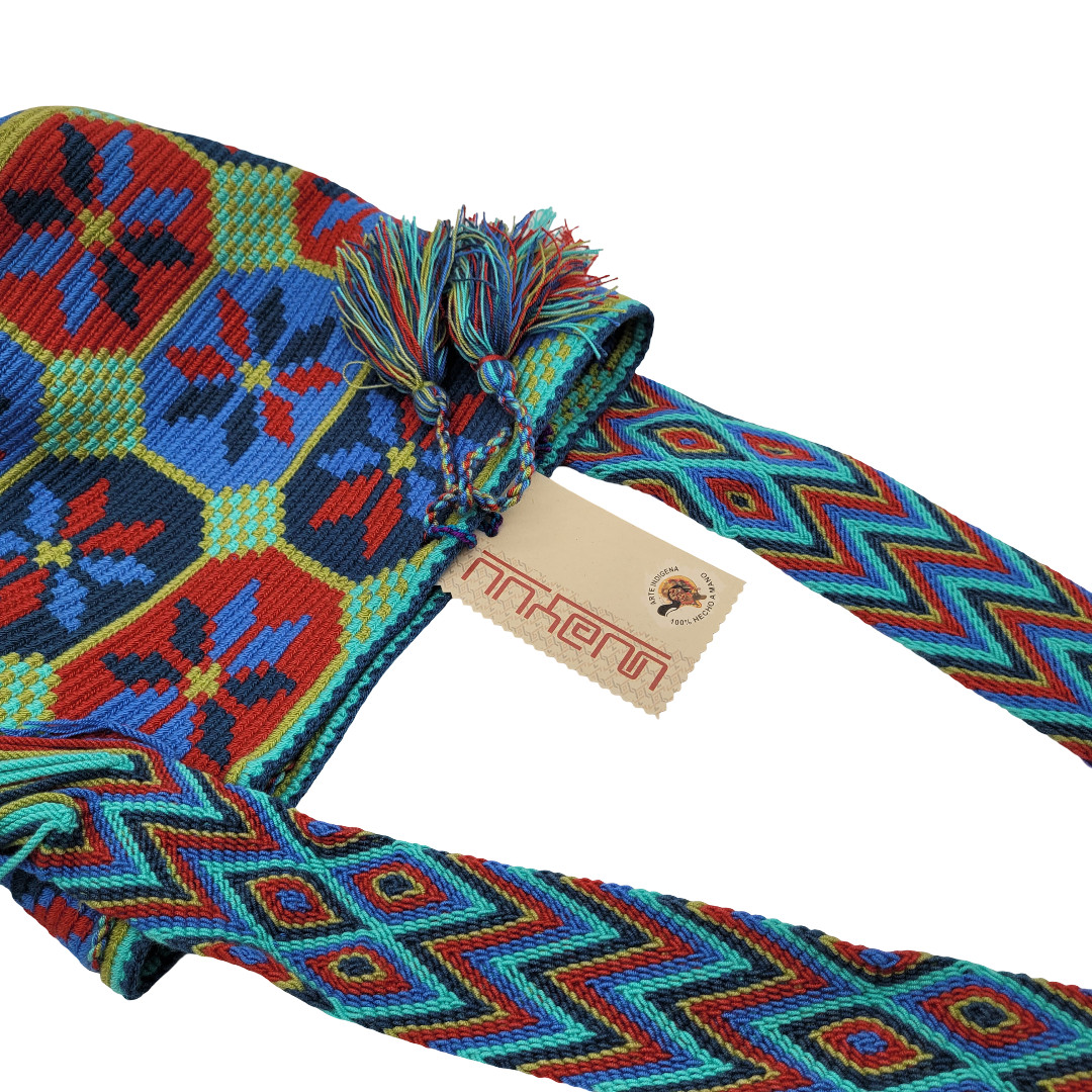 Colombian 🇨🇴 Handmade Large Wayuu Tribe Mochila MULTICOLOR Bucket Boho Bag