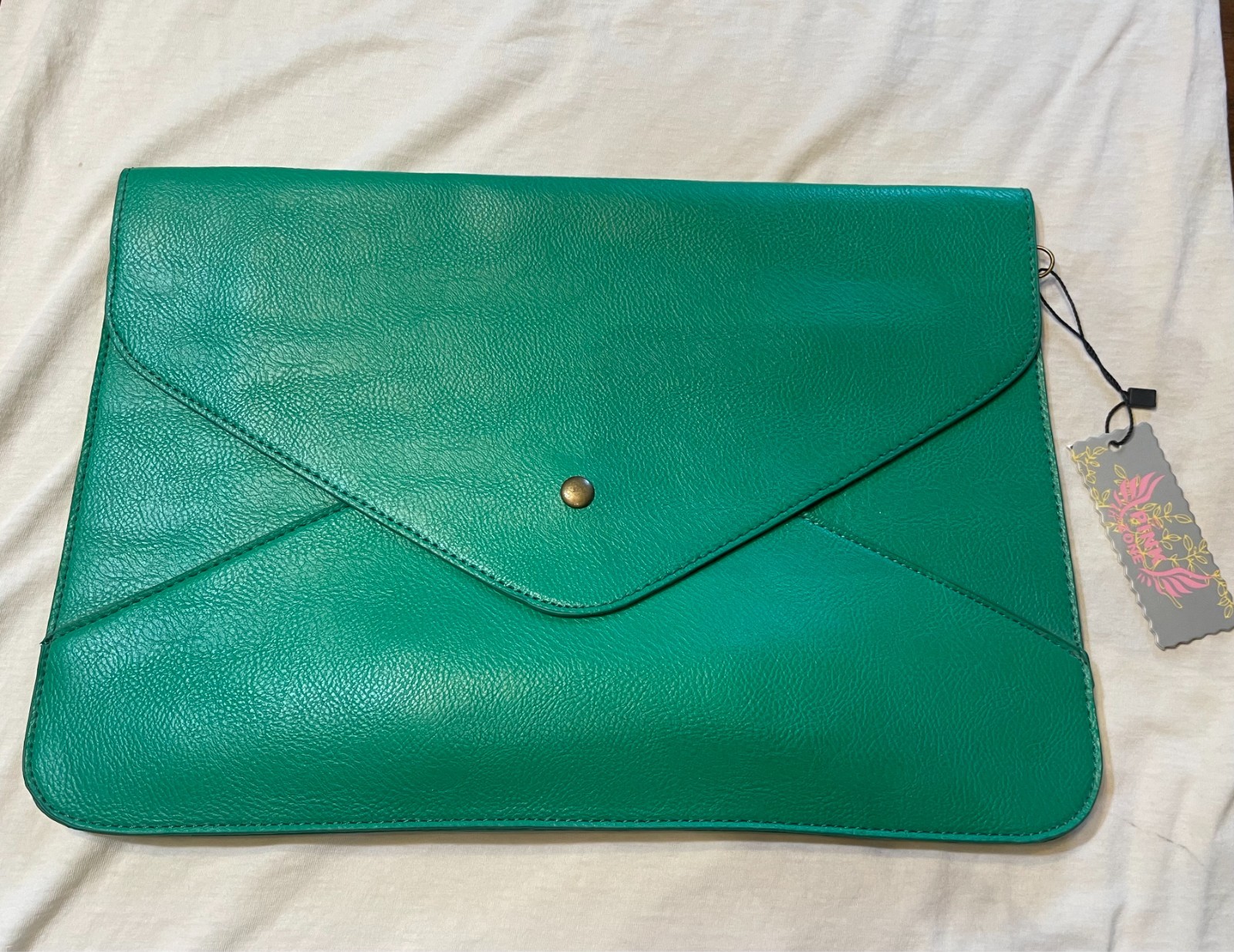 Leather Envelope Bag Green