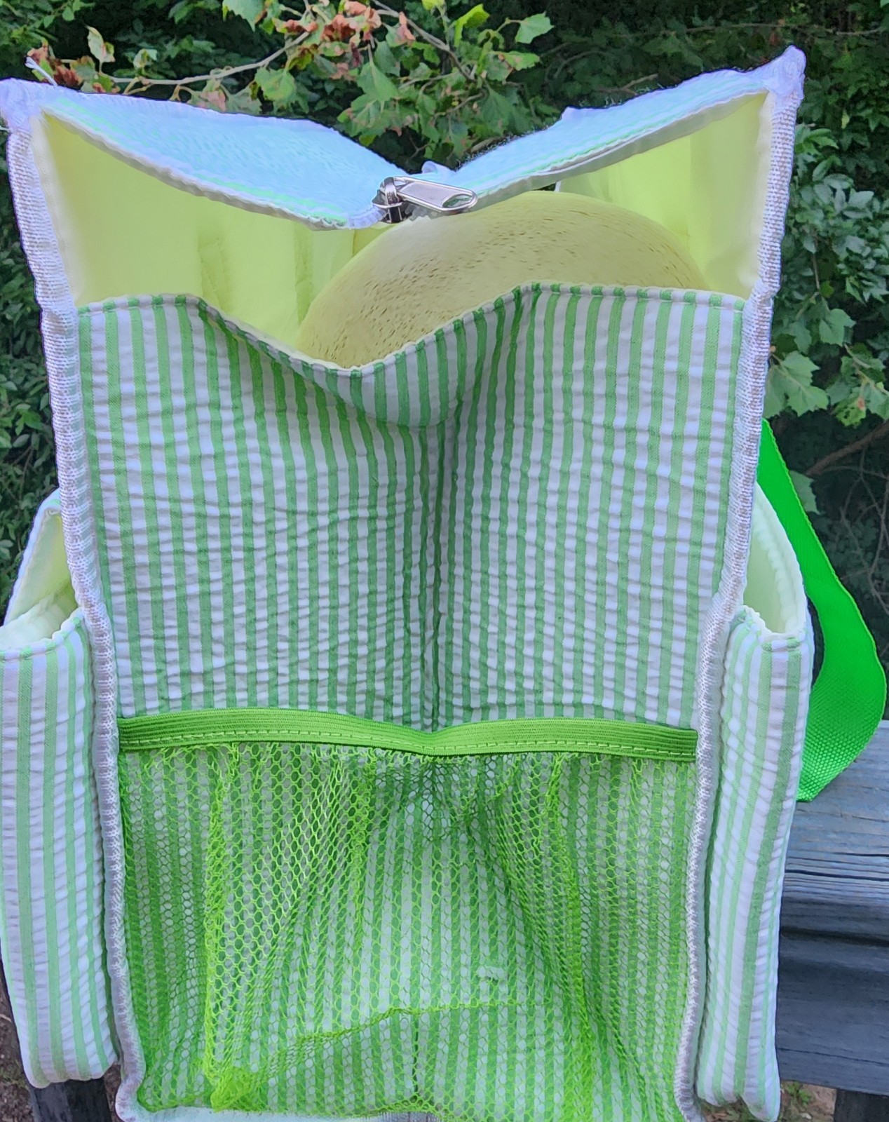 NGIL Large Lime Seersucker All Purpose Organizer Tote-Monogram Available