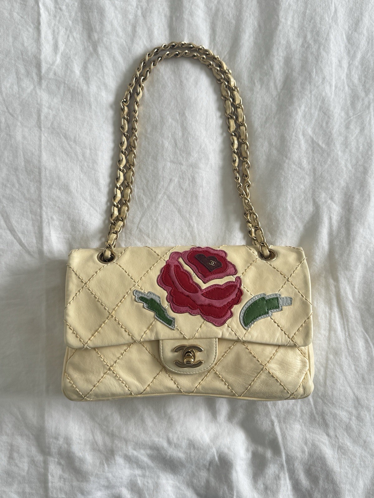 Chanel Quilted Camellia Patchwork Timeless Flap Bag