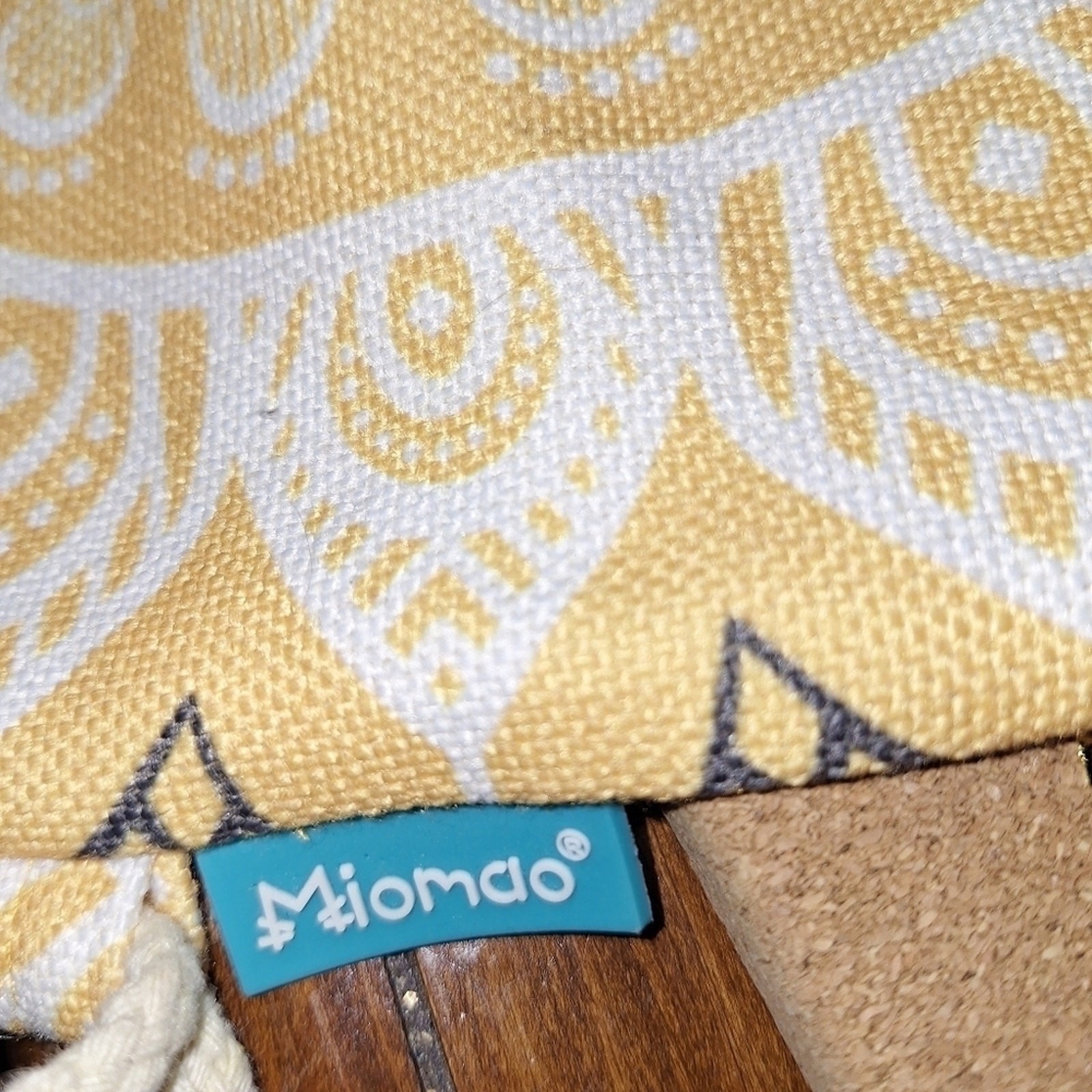 Miomao Yellow Mandala Print Drawstring Backpack Bag Boho Festival Travel