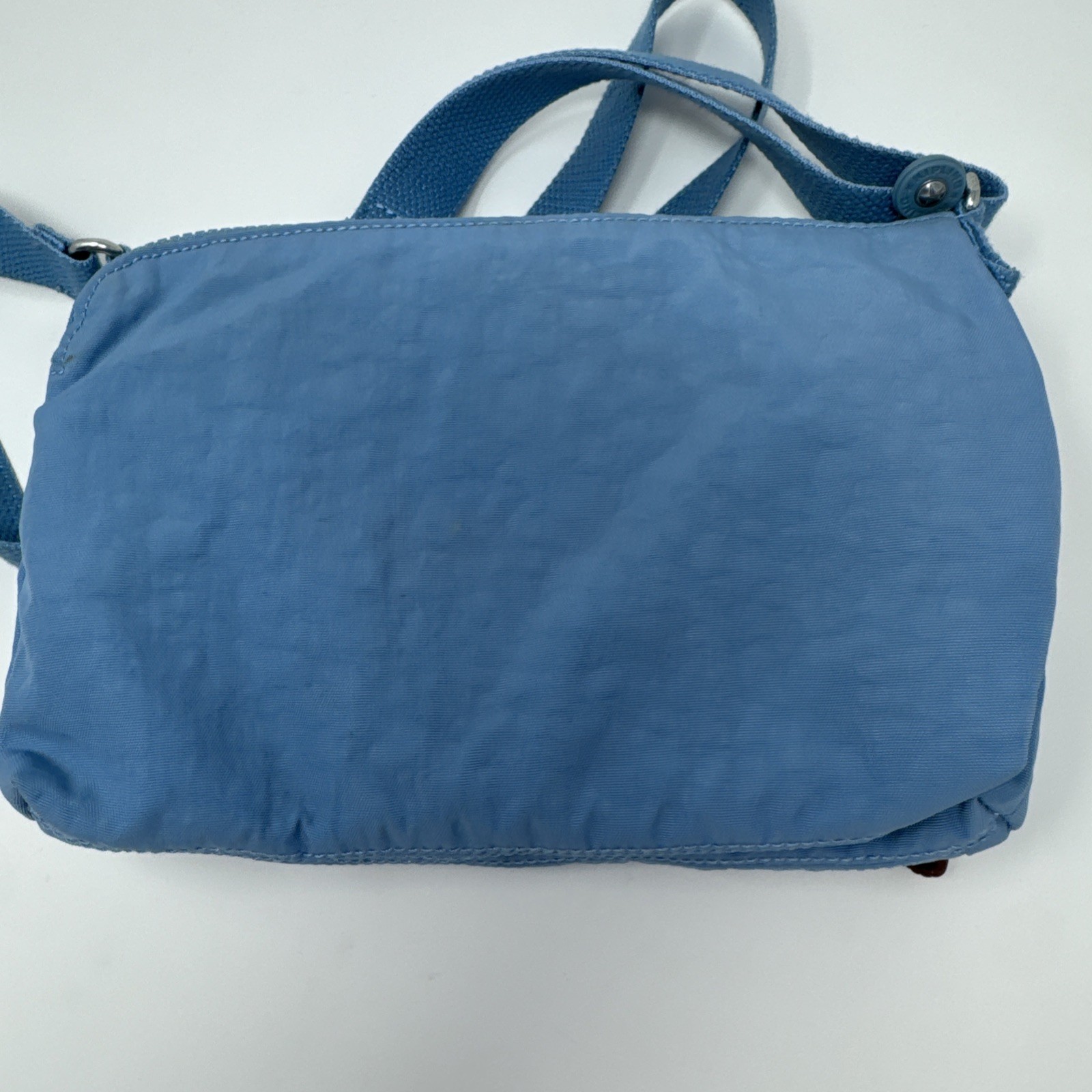 KIPLING Diane Light Blue Nylon Crossbody Bag Monkey Keychain 4 Compartments