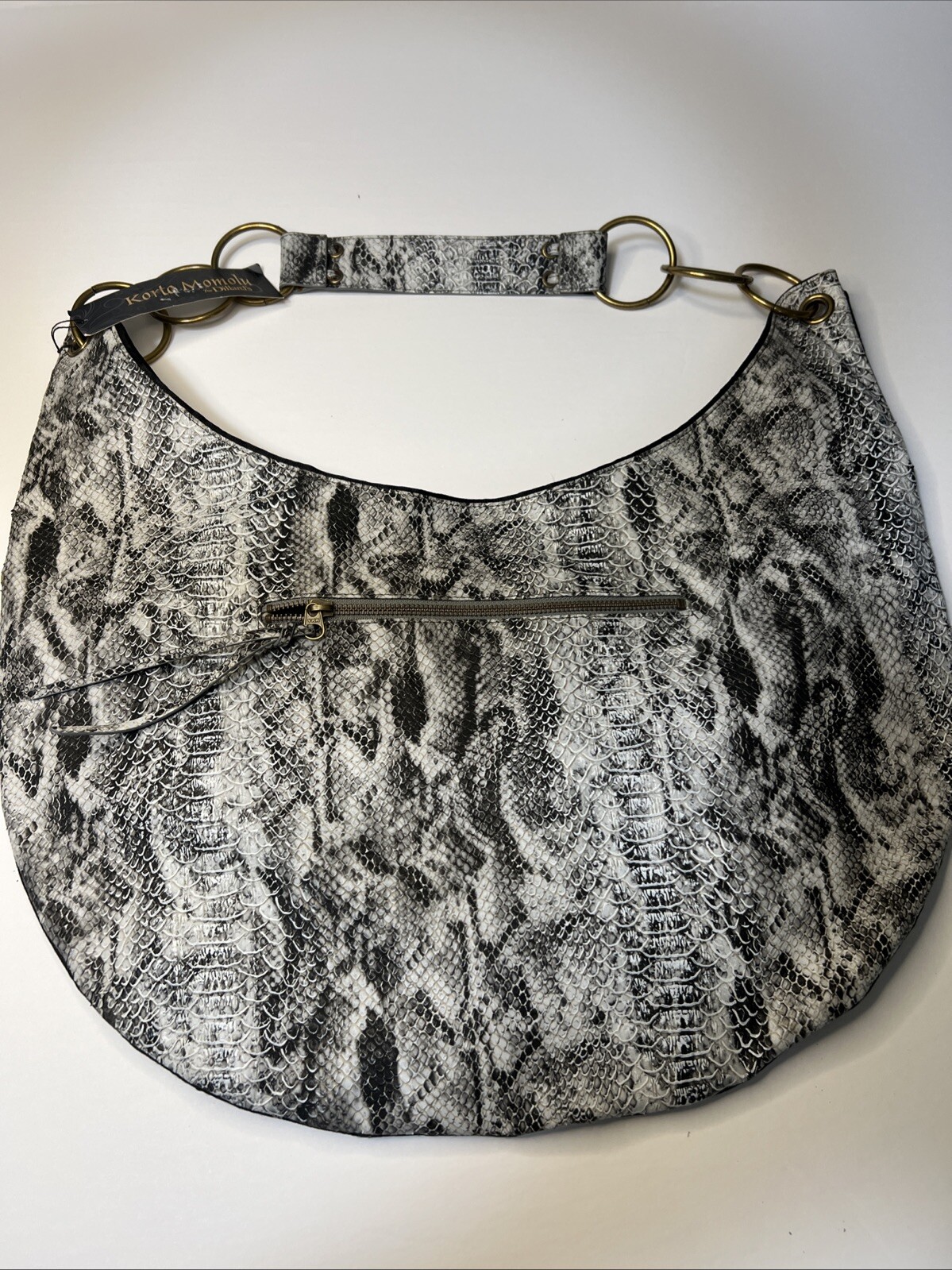 KORTO MOMOLU Reptile Pattern Hobo Handbag Purse Chain Strap 20”x13” A4172