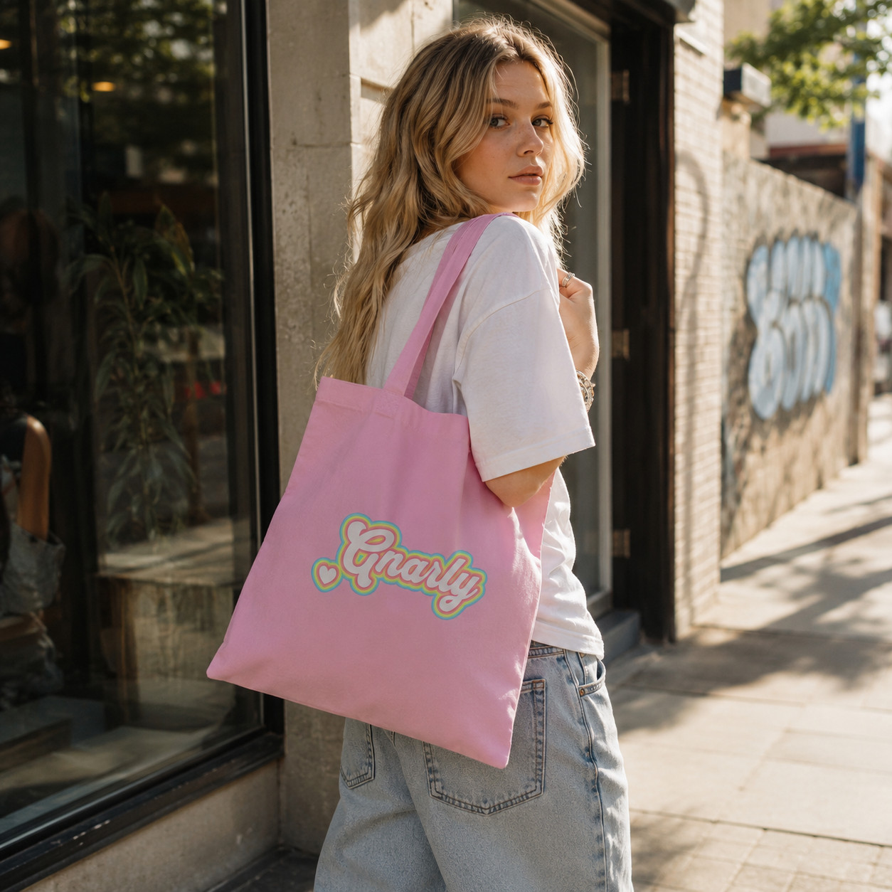 Gnarly Pink Tote Bag | Katseye Inspired Fan Art Shopper | Soft Aesthetic Pastel