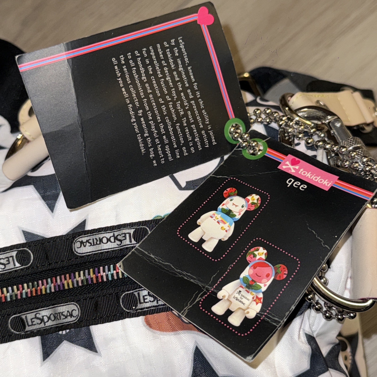 Tokidoki NWT LeSportsac Adios Shoulder Gym Bag Simone Legno Key Chain Charm Rare