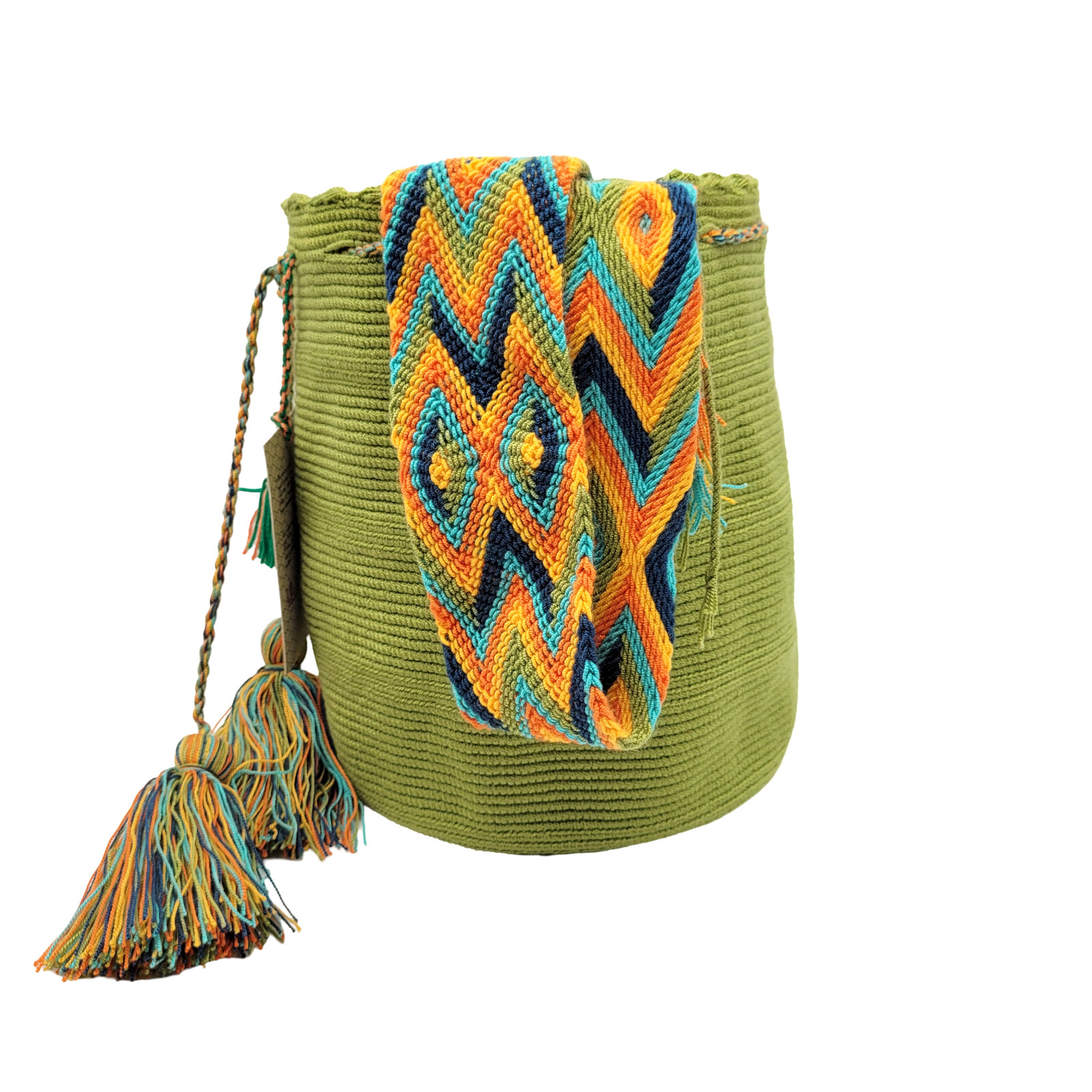 NWT 🔥 Colombian Large Handmade Wayuu Mochila Bag Solid Casual Top Quality LIME