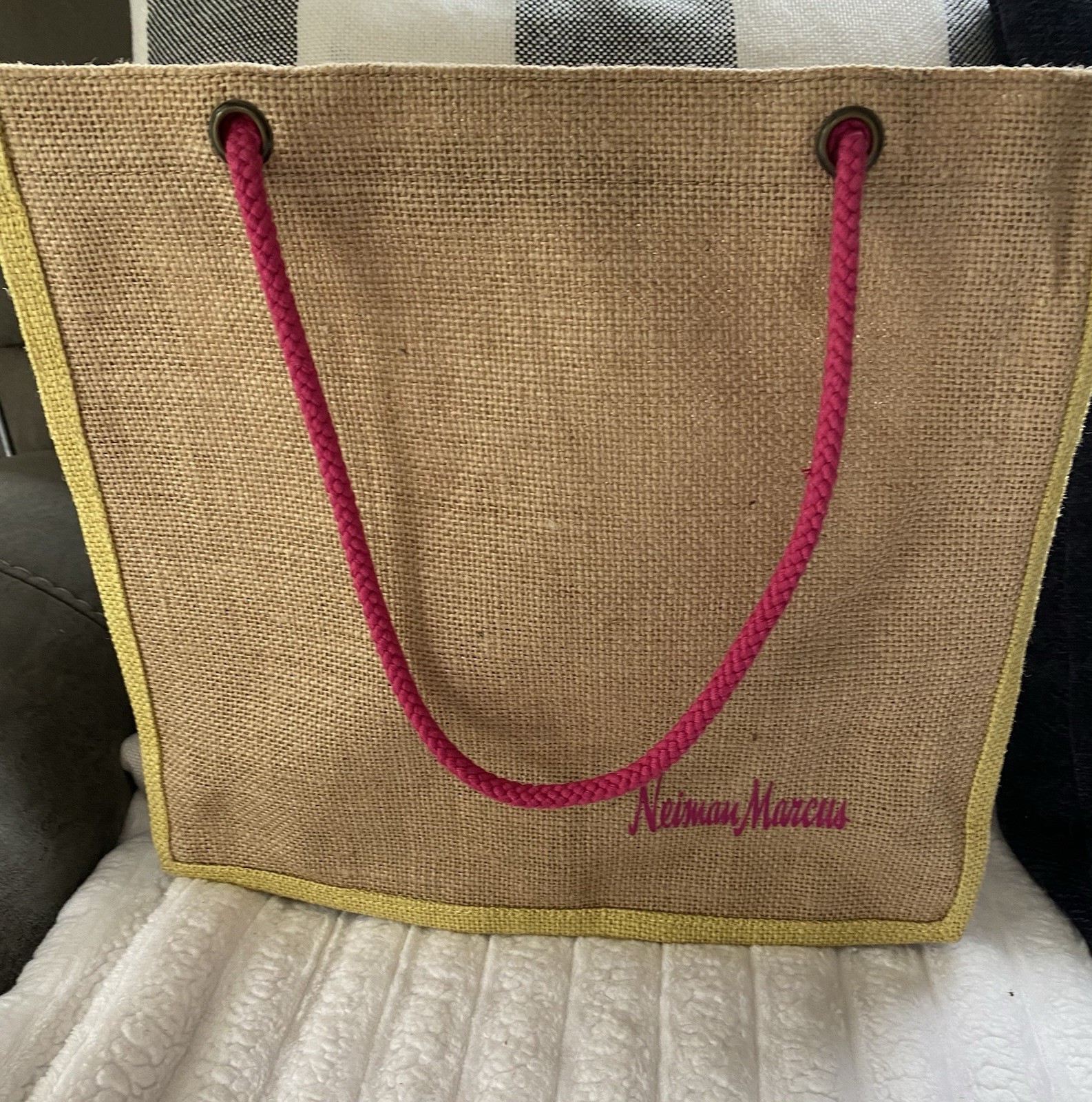 Vintage Neiman Marcus Jute Tote Bag