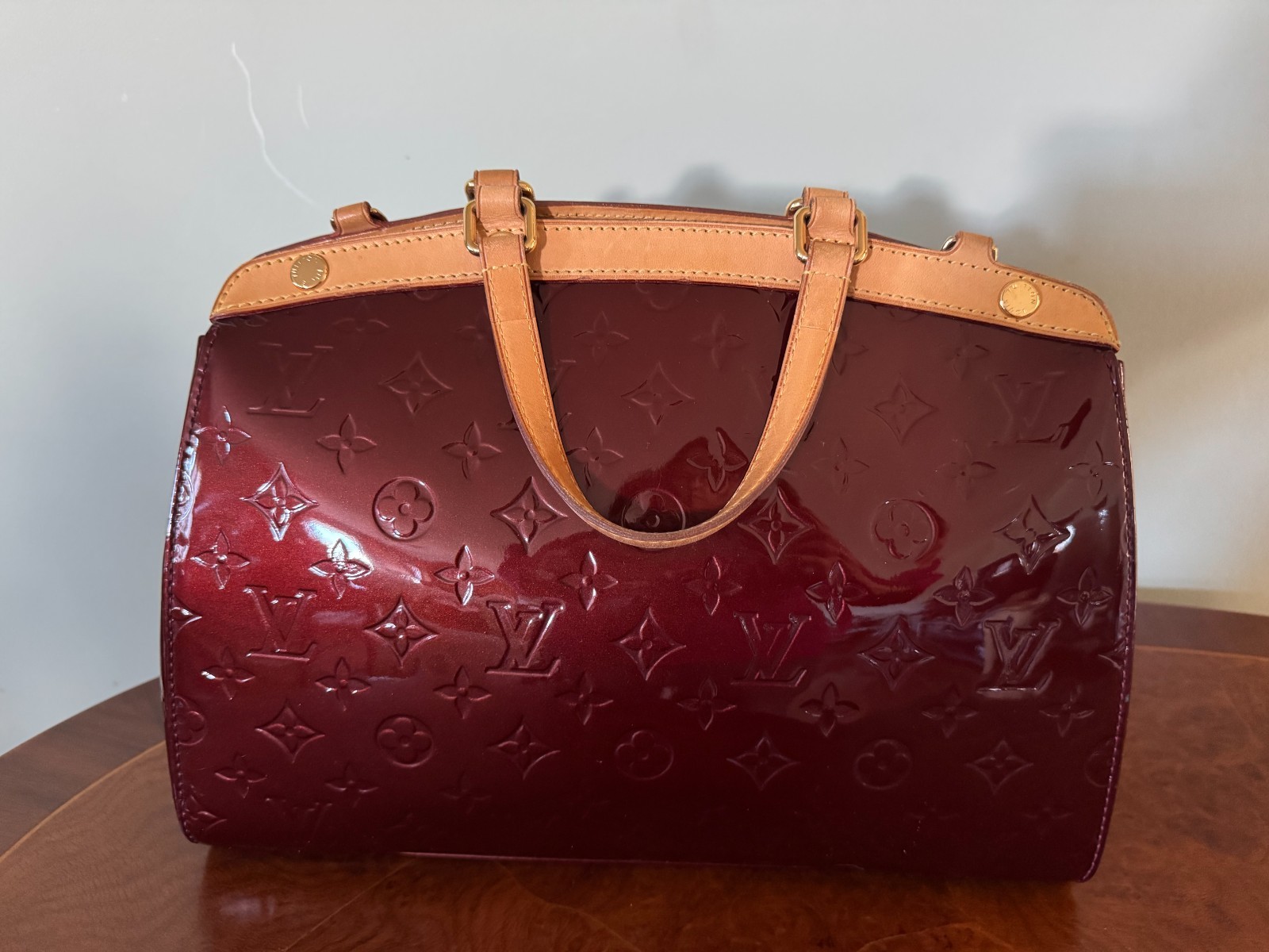 Louis Vuitton Brea MM Amarante Leather Monogram Vernis Bag