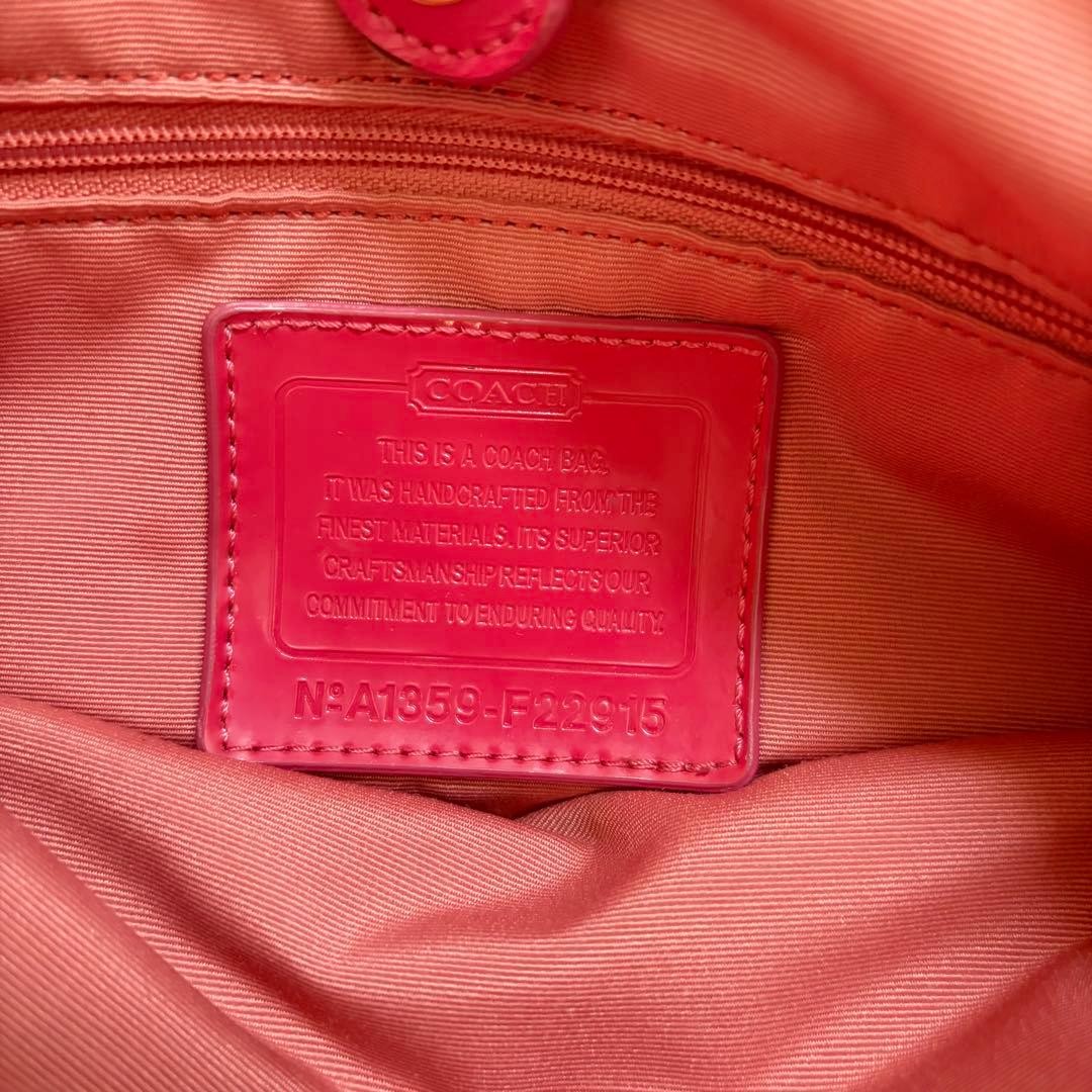 Coach Signature 2W Casual Handbag Multicolor Pink 18x11x29cm Used