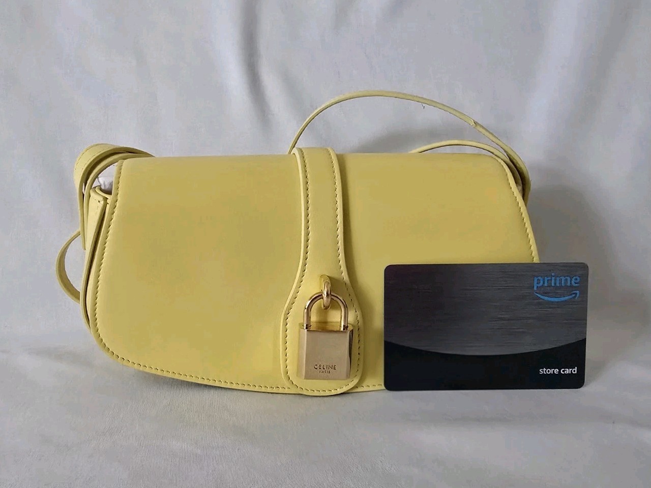 CELINE Tabou Clutch on Strap Acacia Smooth Calfskin Shoulder Bag Gold Lock Tags