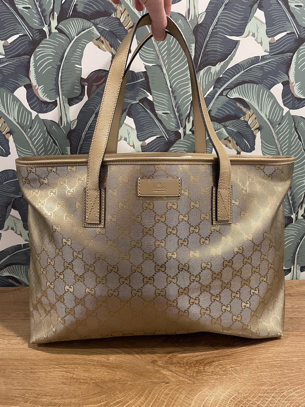 Gucci GG Gold Imprime Supreme Canvas/Leather Tote Bag