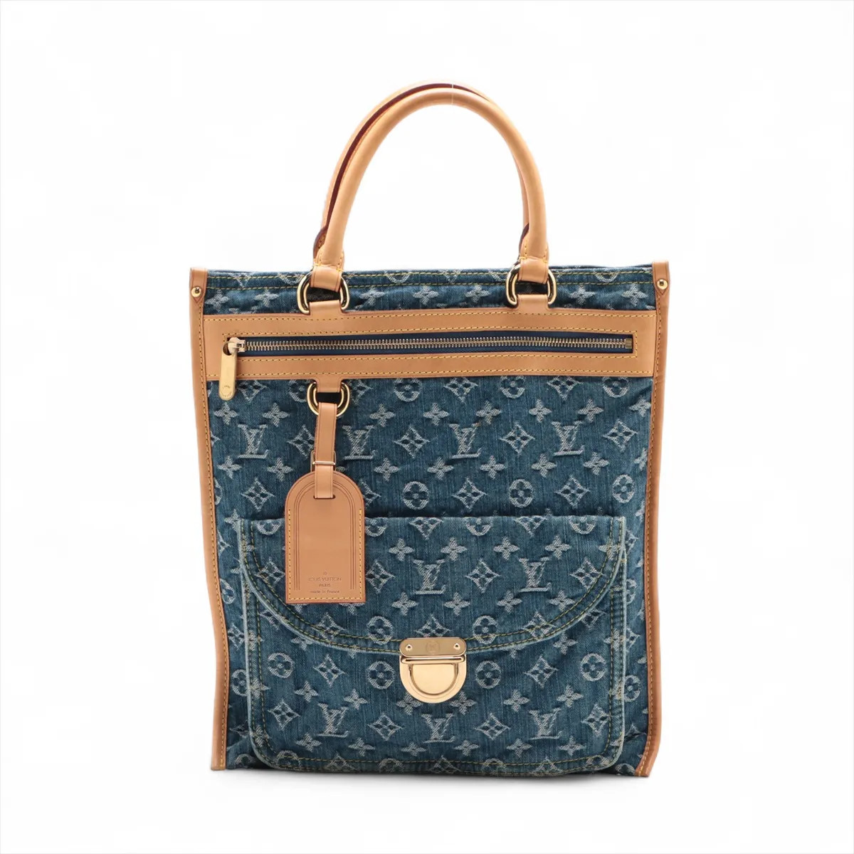 Louis Vuitton Monogram denim Flat Shopper M95018 Blue