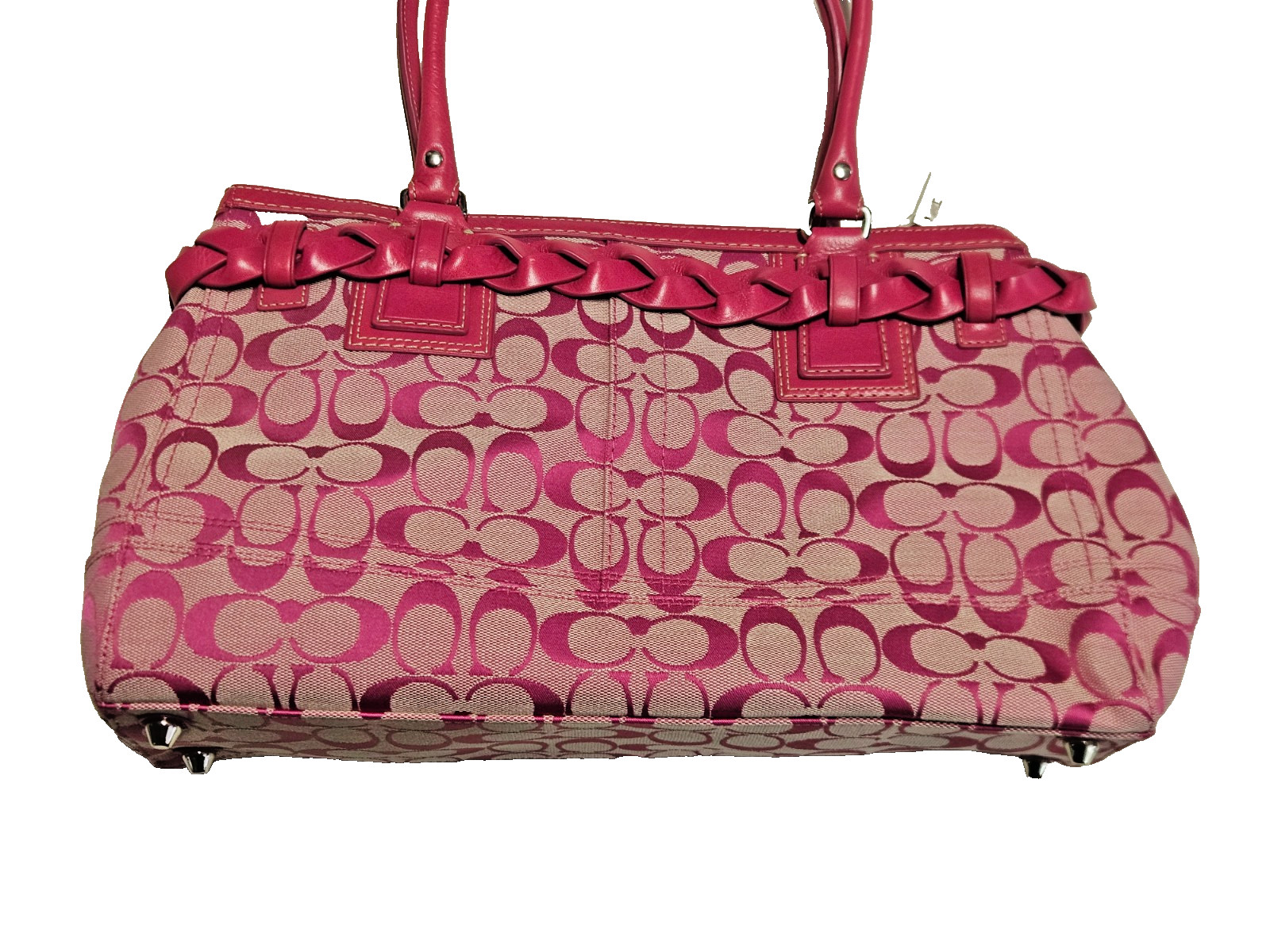 Coach F13065 Signature Pink Hibiscus Hamptons Carryall Satchel Bag NWT!!