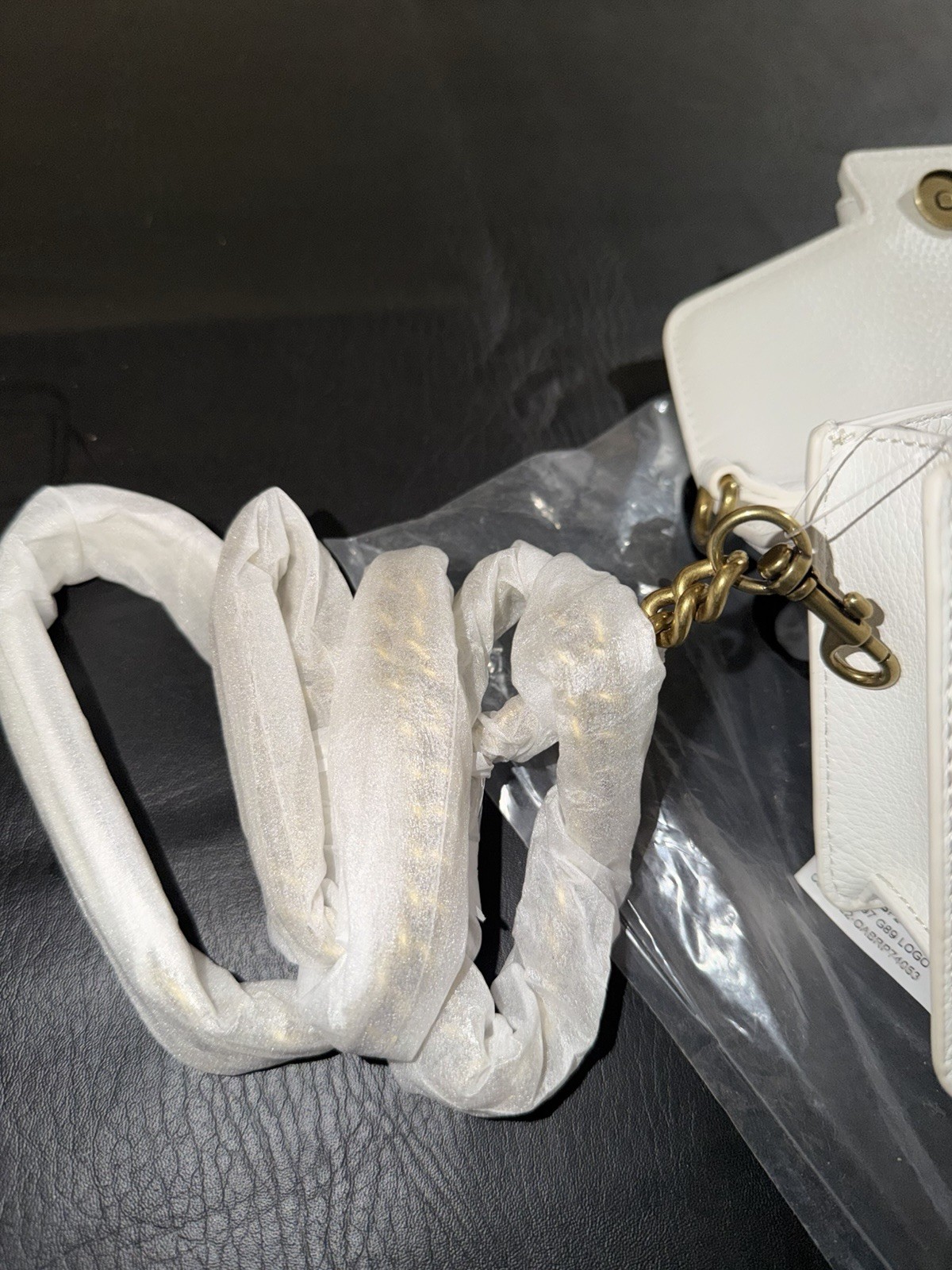 Versace Jeans Couture White Top Handle/Gold Tone Chain Shoulder Bag. NWT
