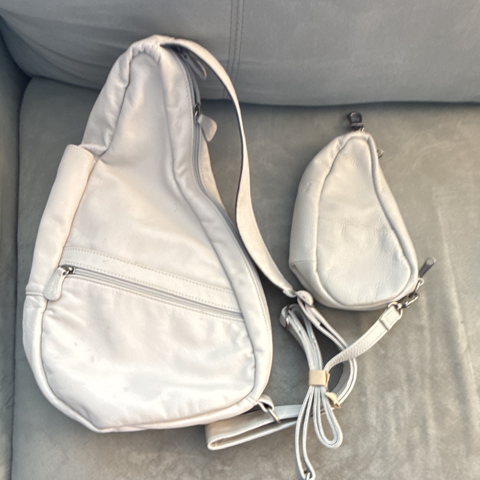 Ameriabag White Crescent Sling Shoulder Bag Zip Adjustable Strap w/ Coin Purse