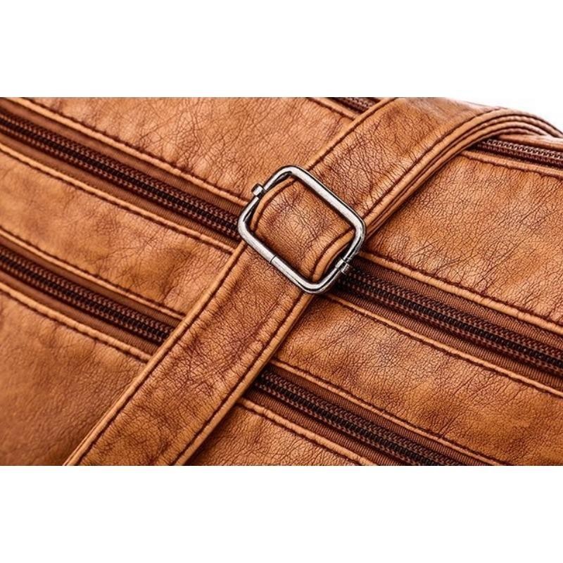 Women Washed PU Leather Shoulder Bag Retro Crossbody Large Capacity Tote New Bag