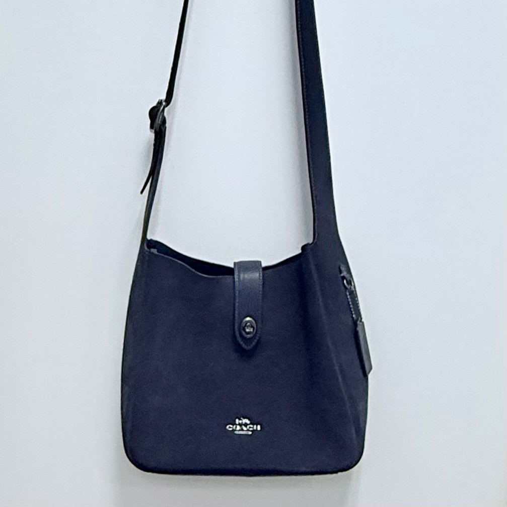 Coach Hadley Convertible Crossbody Bag Suede Leather Deep Blue