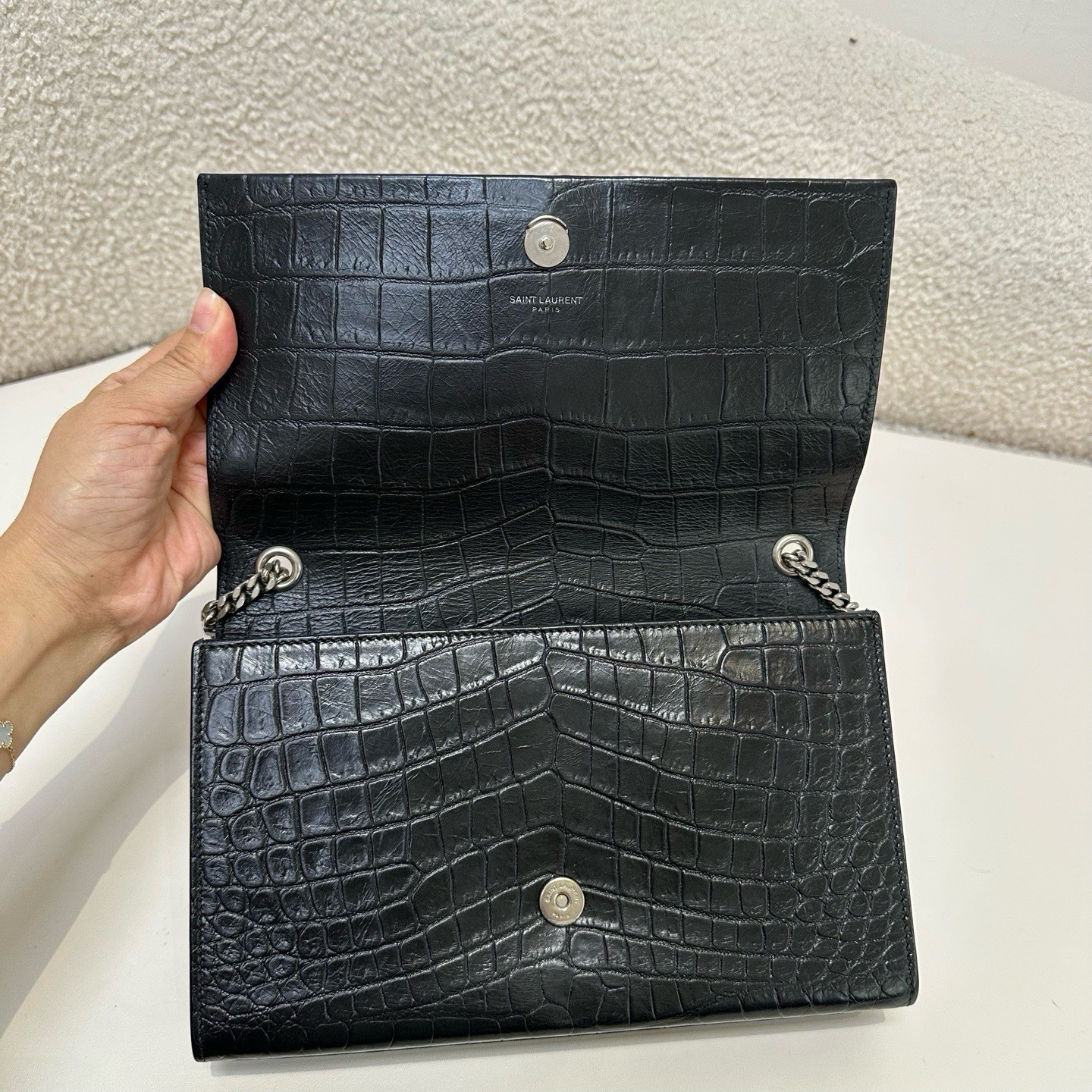 Saint Laurent Black Silver Kate Medium Tassel Chain Crossbody Bag