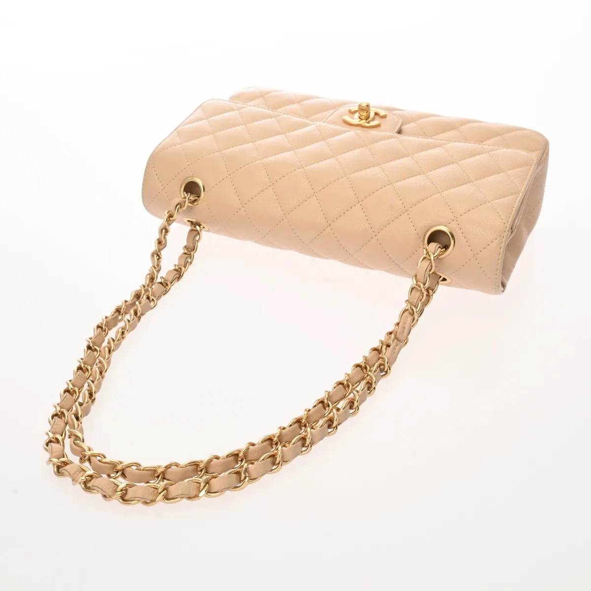Chanel A01112 Shoulder Bag Grained Leather Beige #WB458