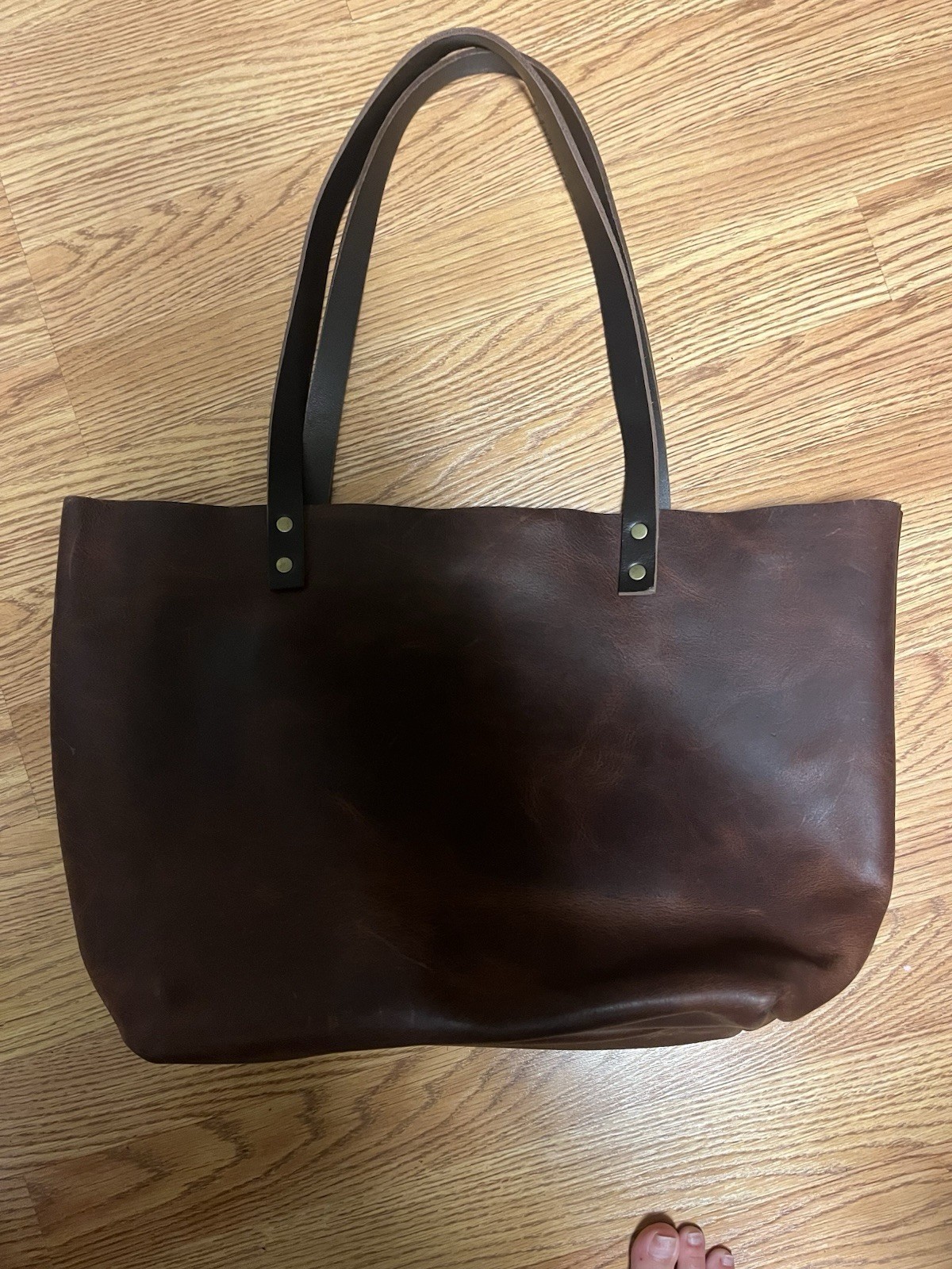 Portland Leather Goods Women’s Tote Bag Open Top Gold Hardware Logo