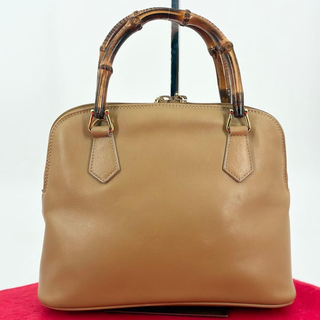 GUCCI Bamboo Handbag Shoulder bag Leather Beige Vintage Authentic From Japan
