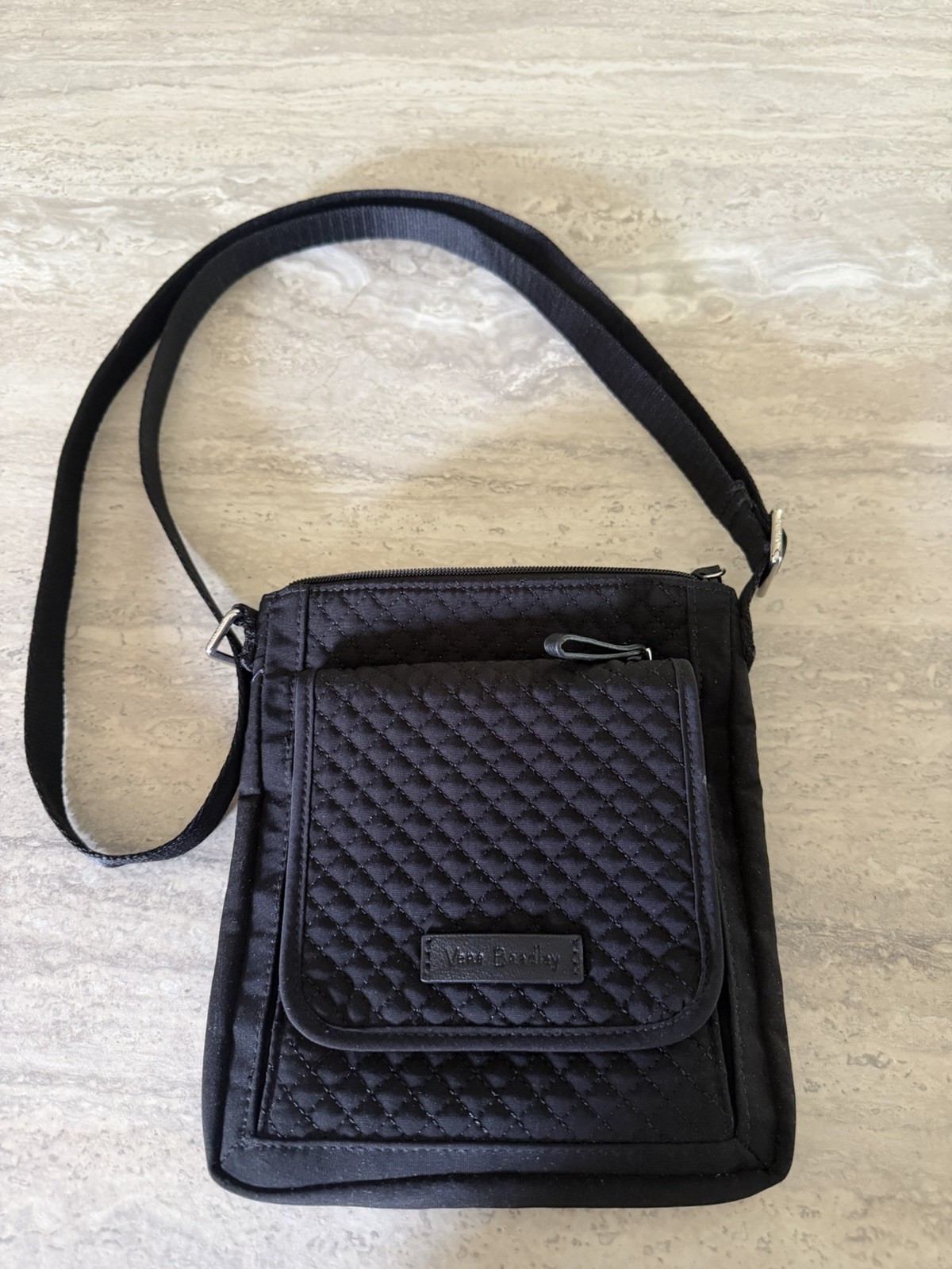 Vera Bradley RFID Mini Hipster Crossbody Bag Black Classic Quilted|Lightly Used