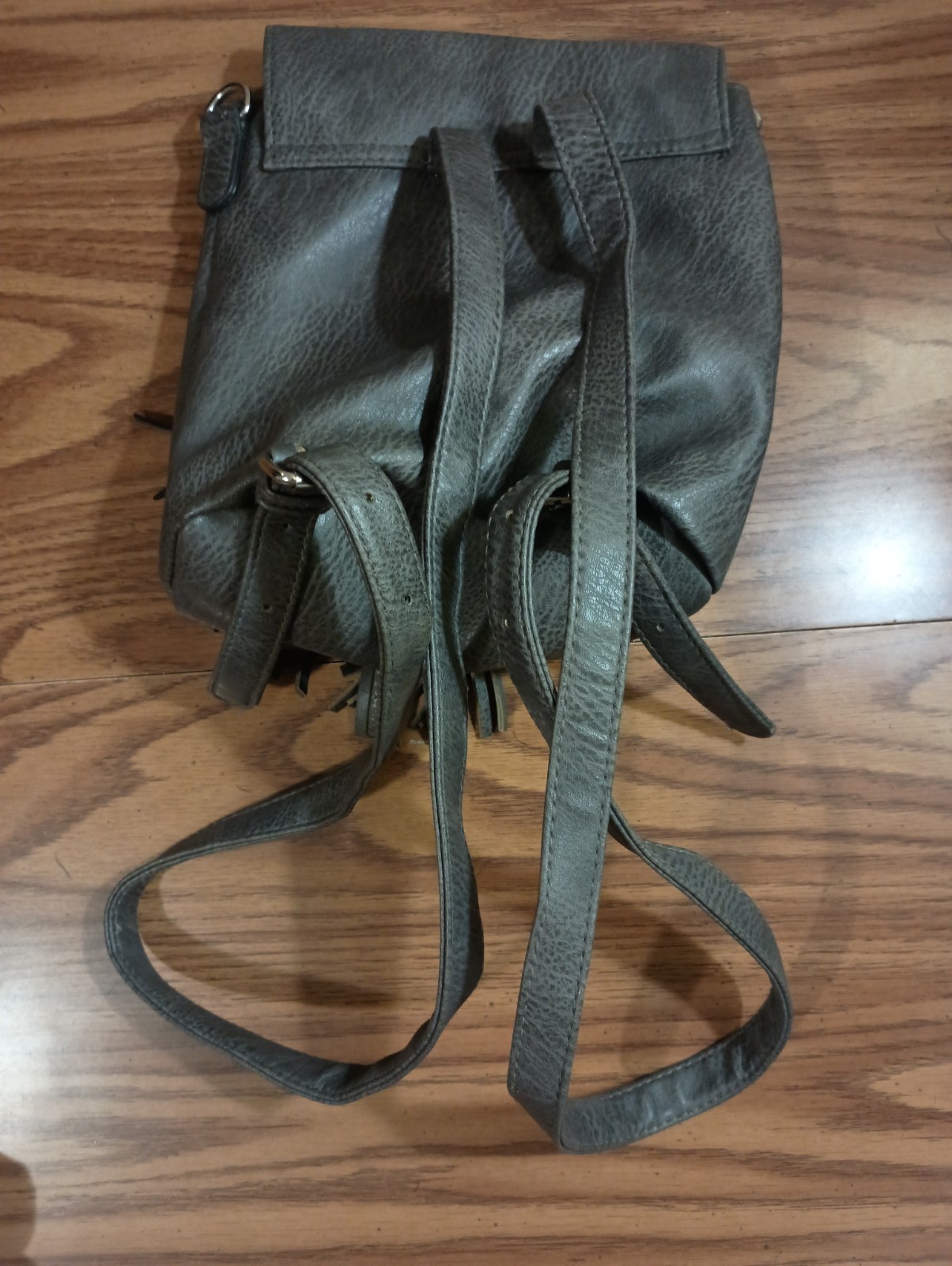 Unbranded Wmn’s Dark Gray Backpack Purse- Faux Leather 9×8″