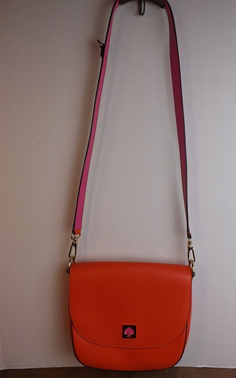 Kate Spade New York Doreen Leather Crossbody Purse Orange / Pink Accent & Strap