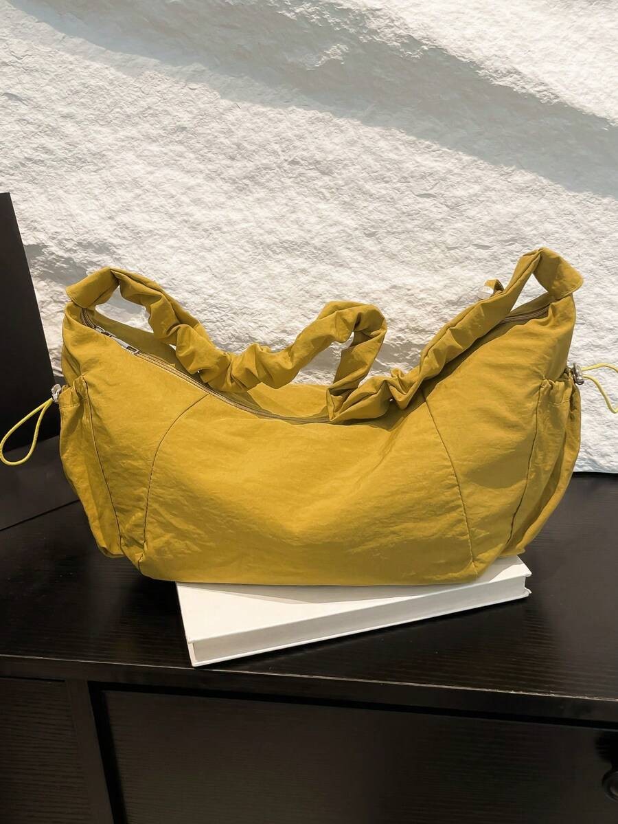 Nylon Dumpling Crossbody Bag Slouchy Hobo Shoulder Purse Ruched Drawstring